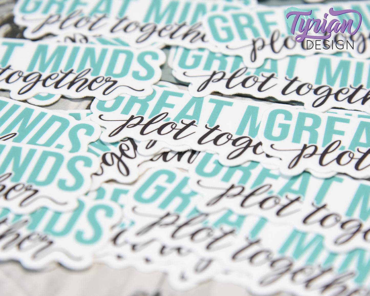 Great Minds Plot Together Vinyl Sticker | high quality weather proof vinyl | 3 x 1.25" | Turquoise Partner in Crime Sticker