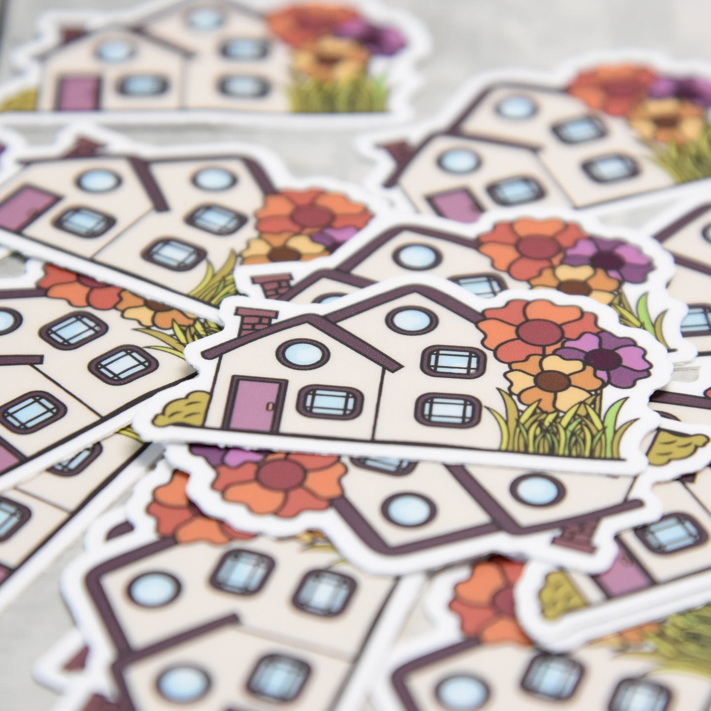 Fall Flower House Vinyl Sticker | High quality weather proof vinyl | 2" x 1.22" | House Sticker| Little House sticker | Tumbler Sticker