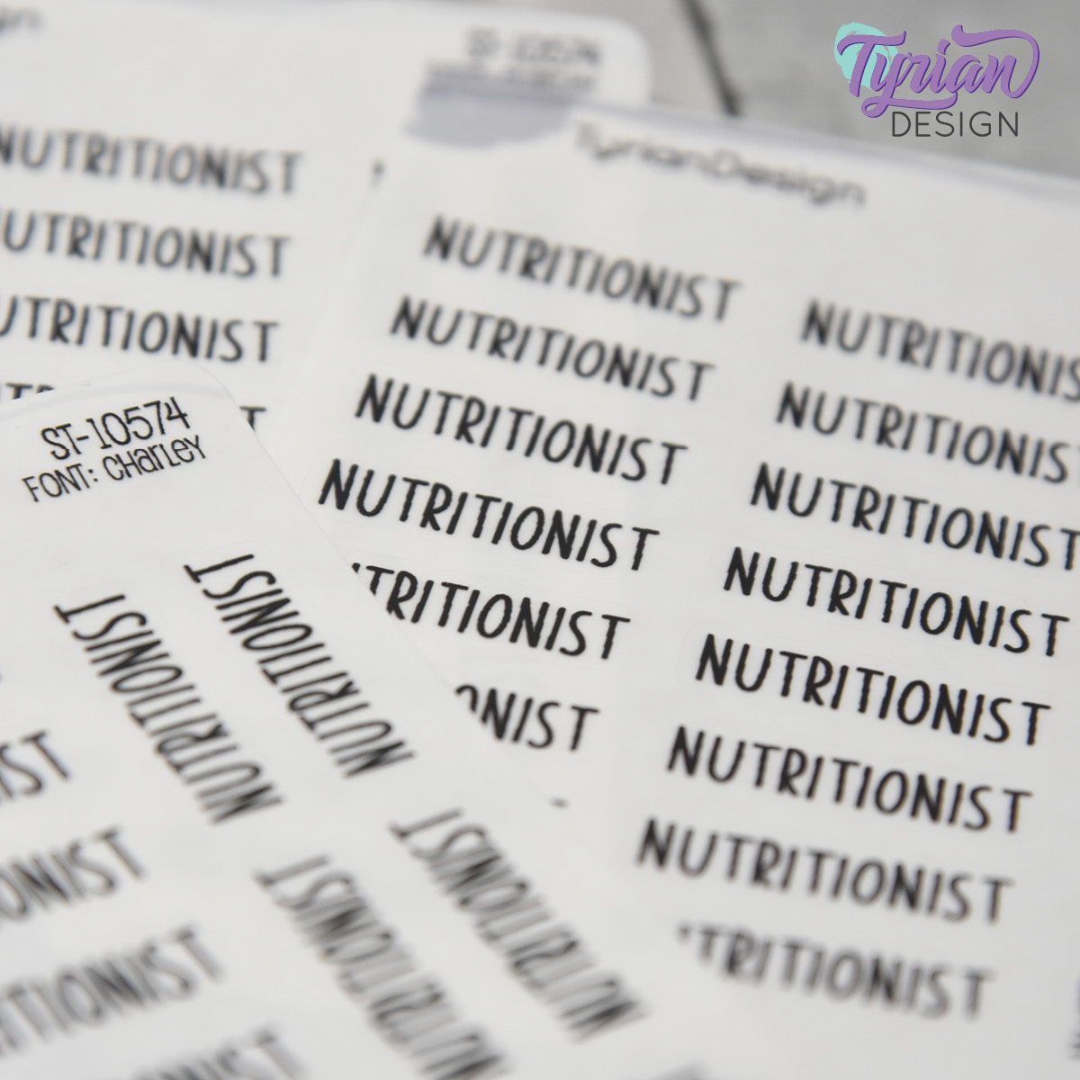 Nutritionist Stickers | 1.1" x .35" each | 22 Stickers | Charley Font