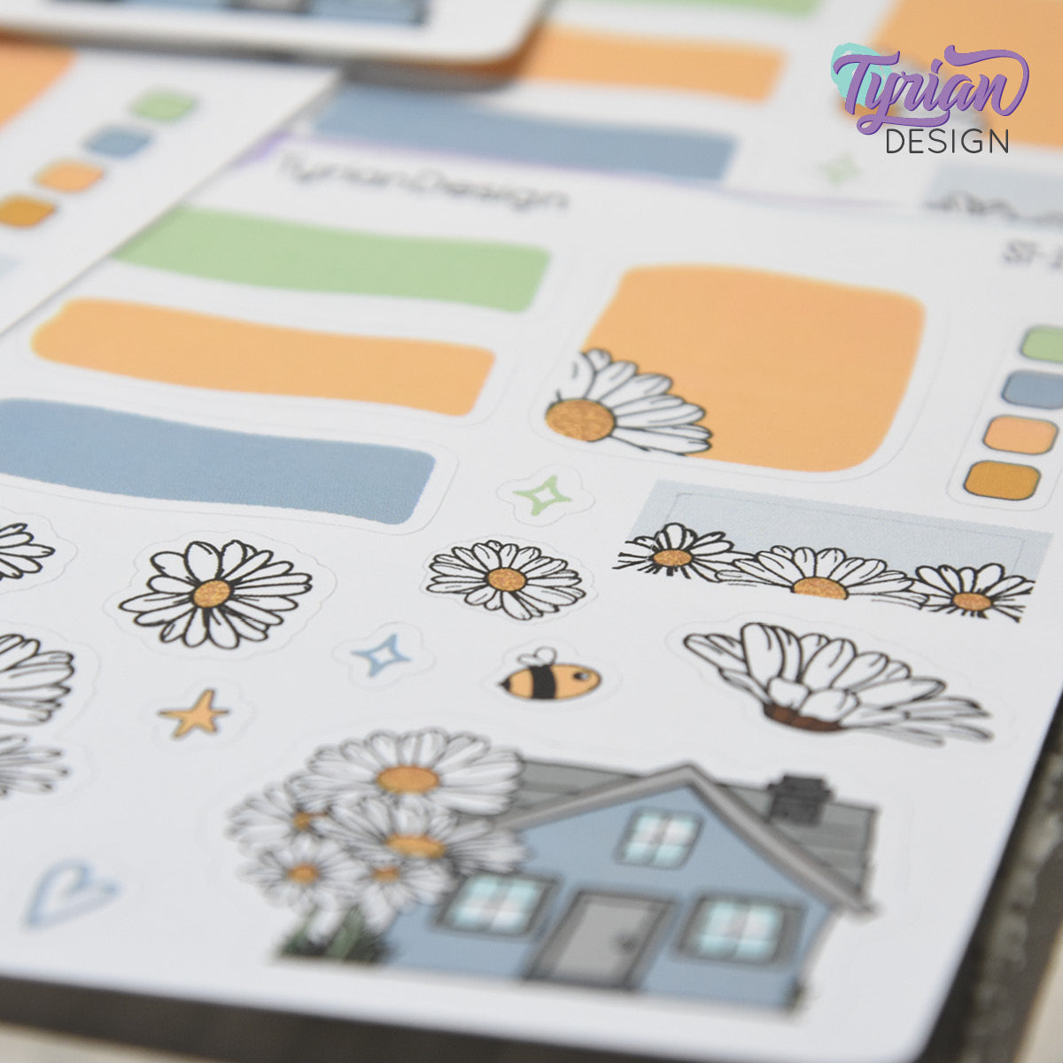 Daisy Blue House Journal Stickers | 17 Stickers