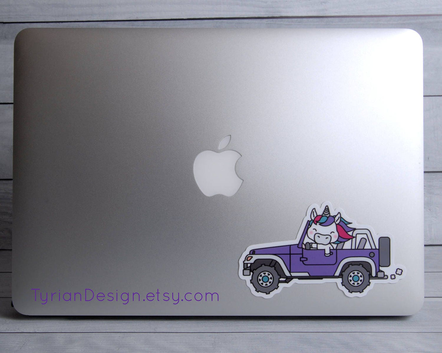Unicorn in a Purple Truck Vinyl Sticker | 5" x 3"