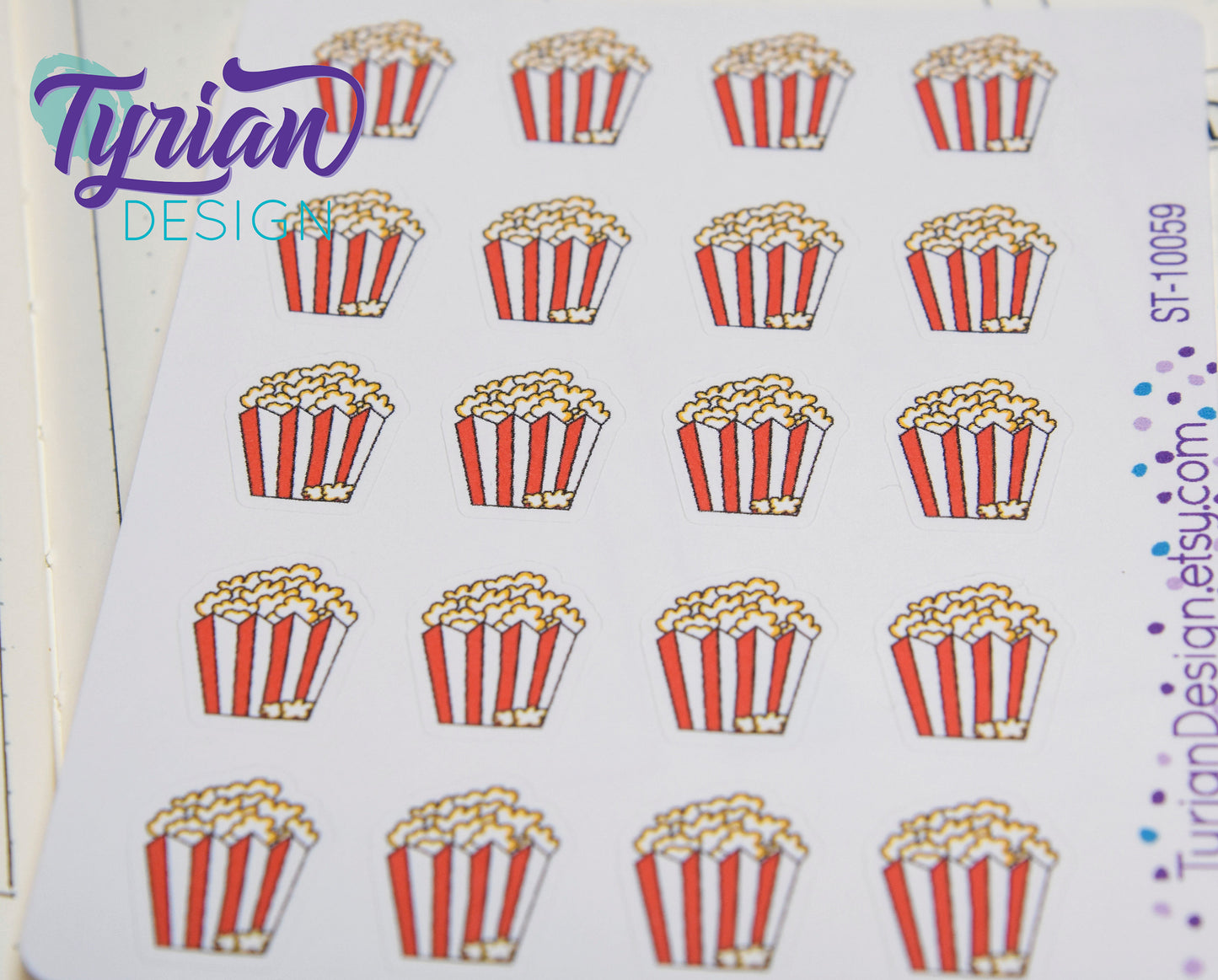 Popcorn Bucket Sticker | 20 Stickers | .6 x .75" each