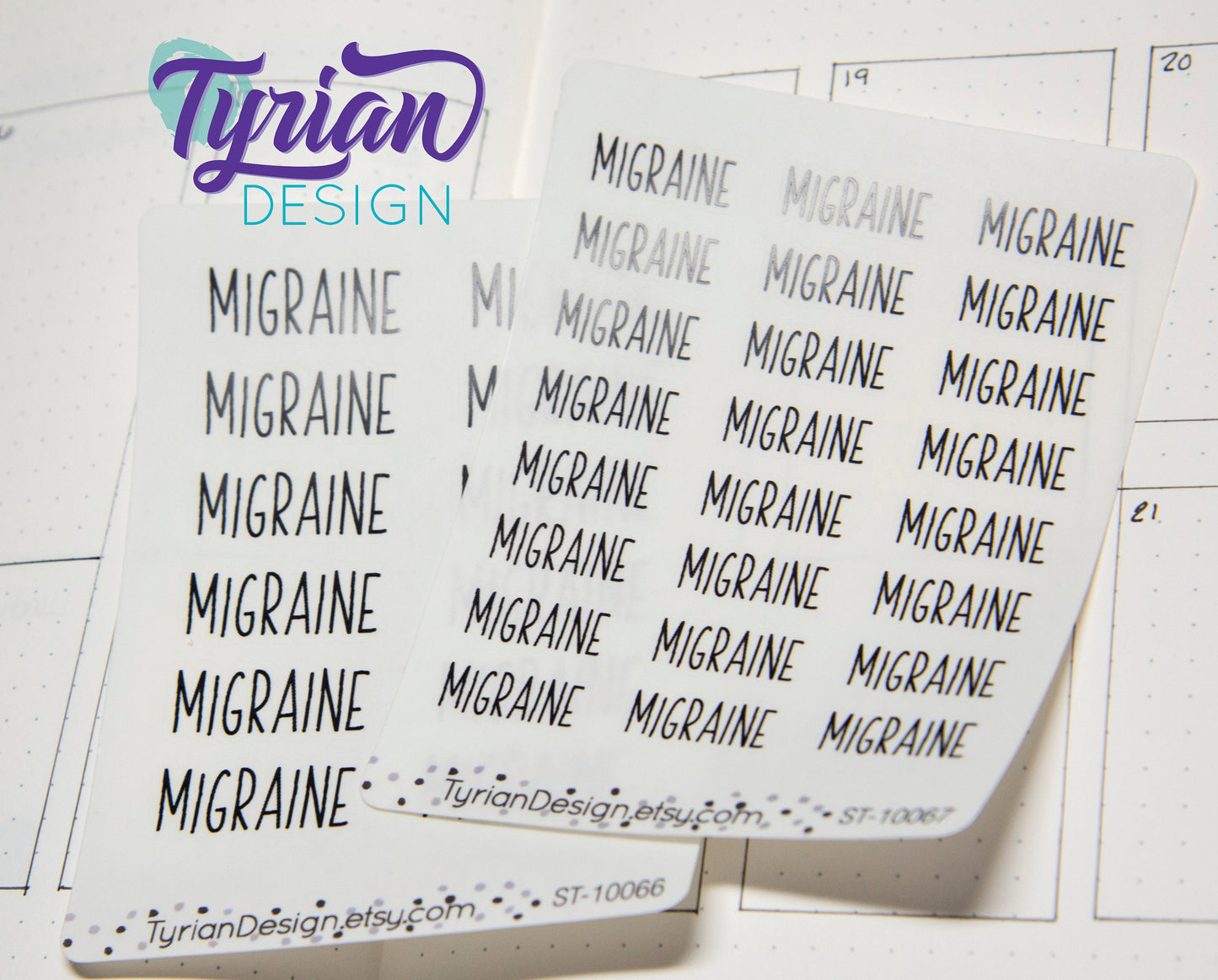 Migraine, small sticker | 24 Stickers | 9 x.375" each.