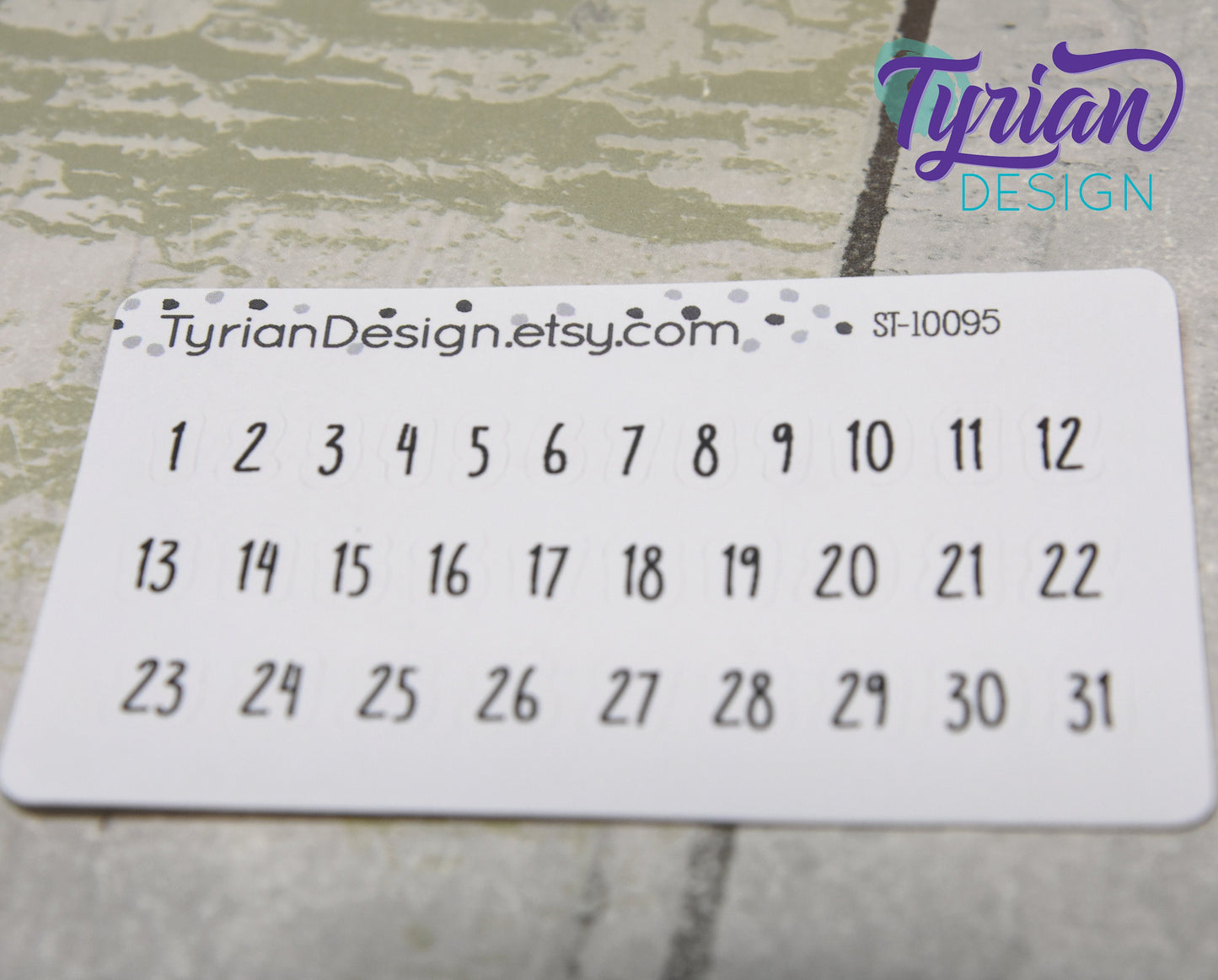 Date Stickers for Planners and Journals. 1-31 stickers, Charley Font Great for Bullet Journals