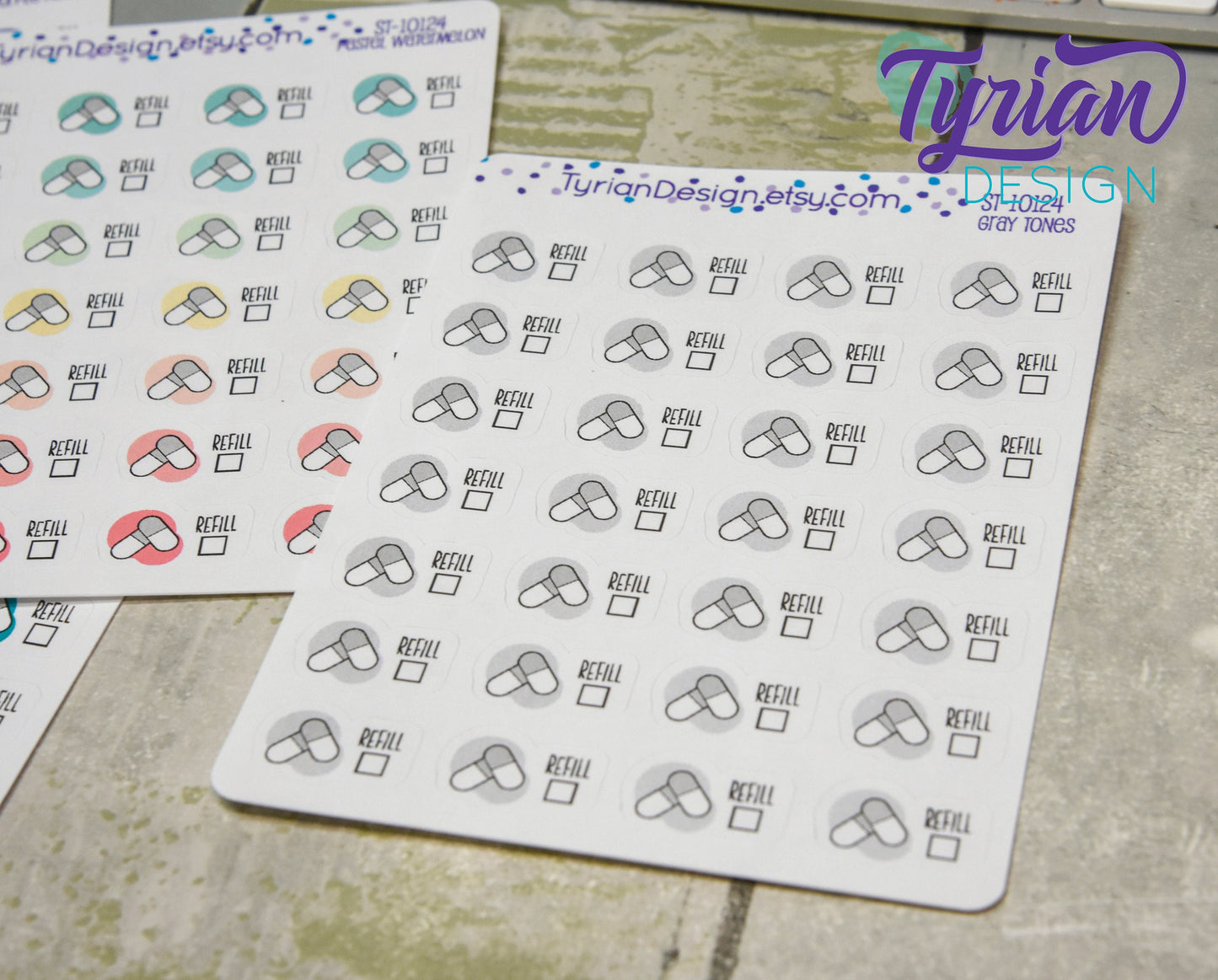 Refill Meds Stickers. | 28 Stickers | .75 x .5" each.