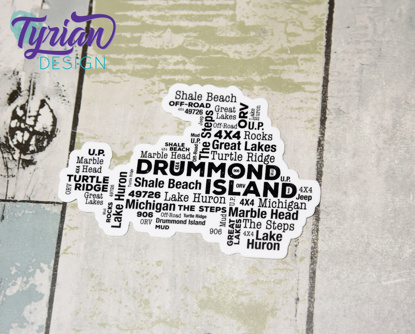 Drummond Island Michigan Vinyl Sticker | 4.4" x 3"