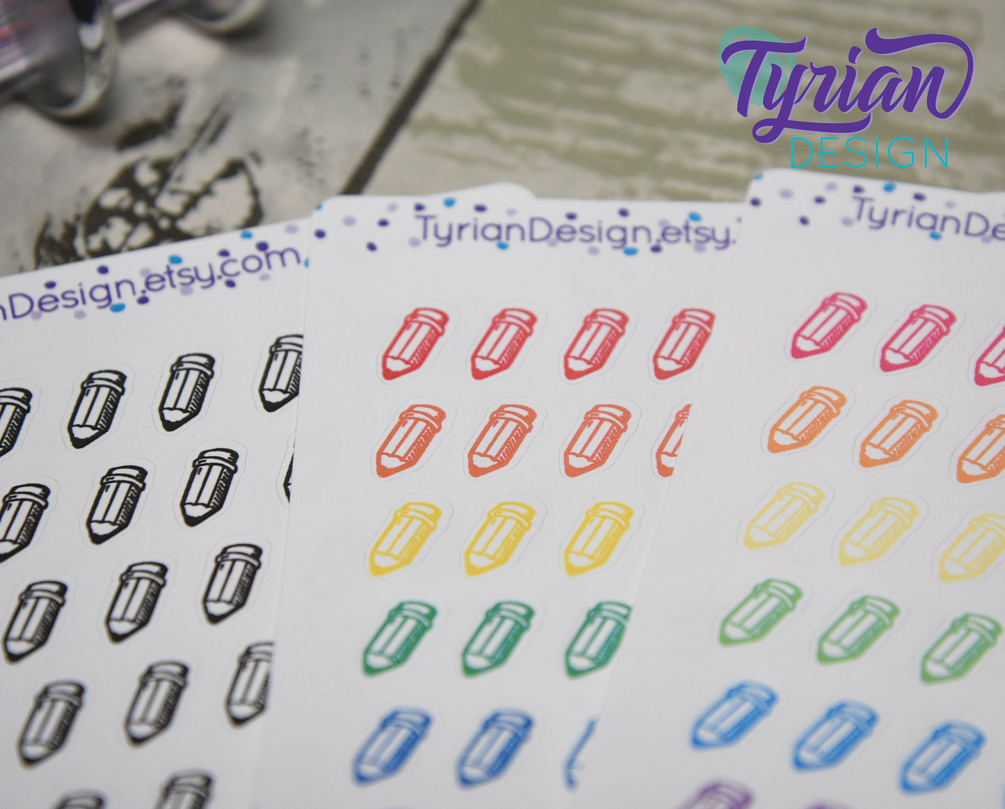 Pencil Icon Stickers | 42 Stickers | .4 x .5" each