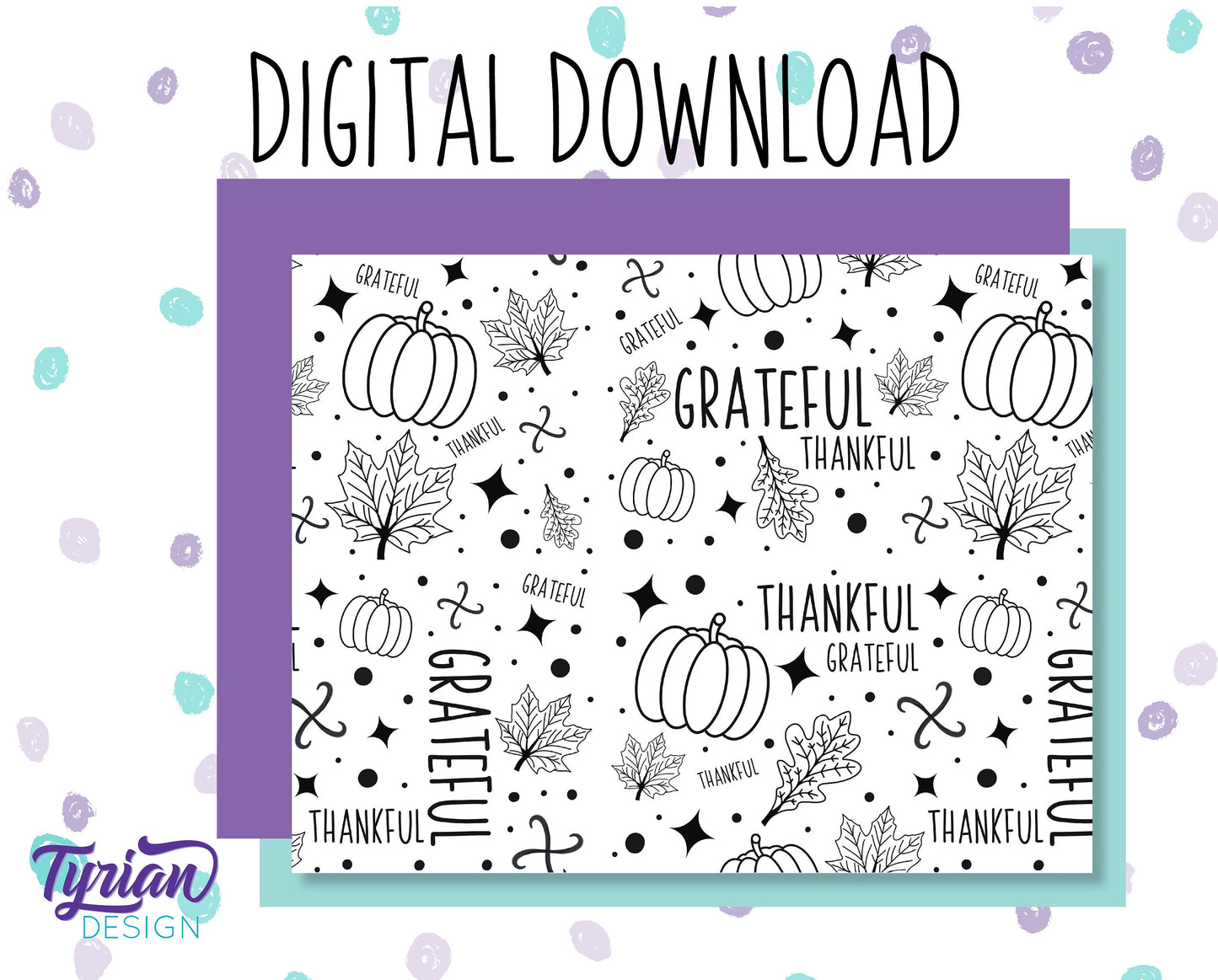 Digital Paper - Fall, Grateful Pattern