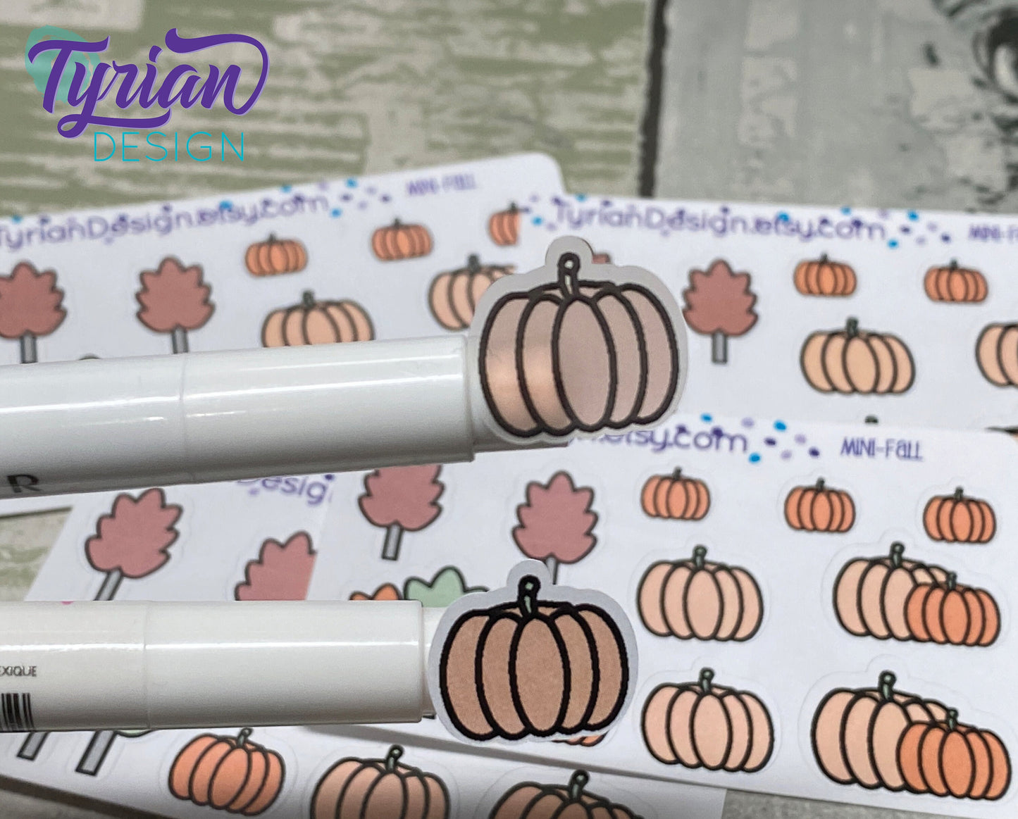 Fall Trees and Pumpkin Stickers | 11 Stickers | Mini Sheet