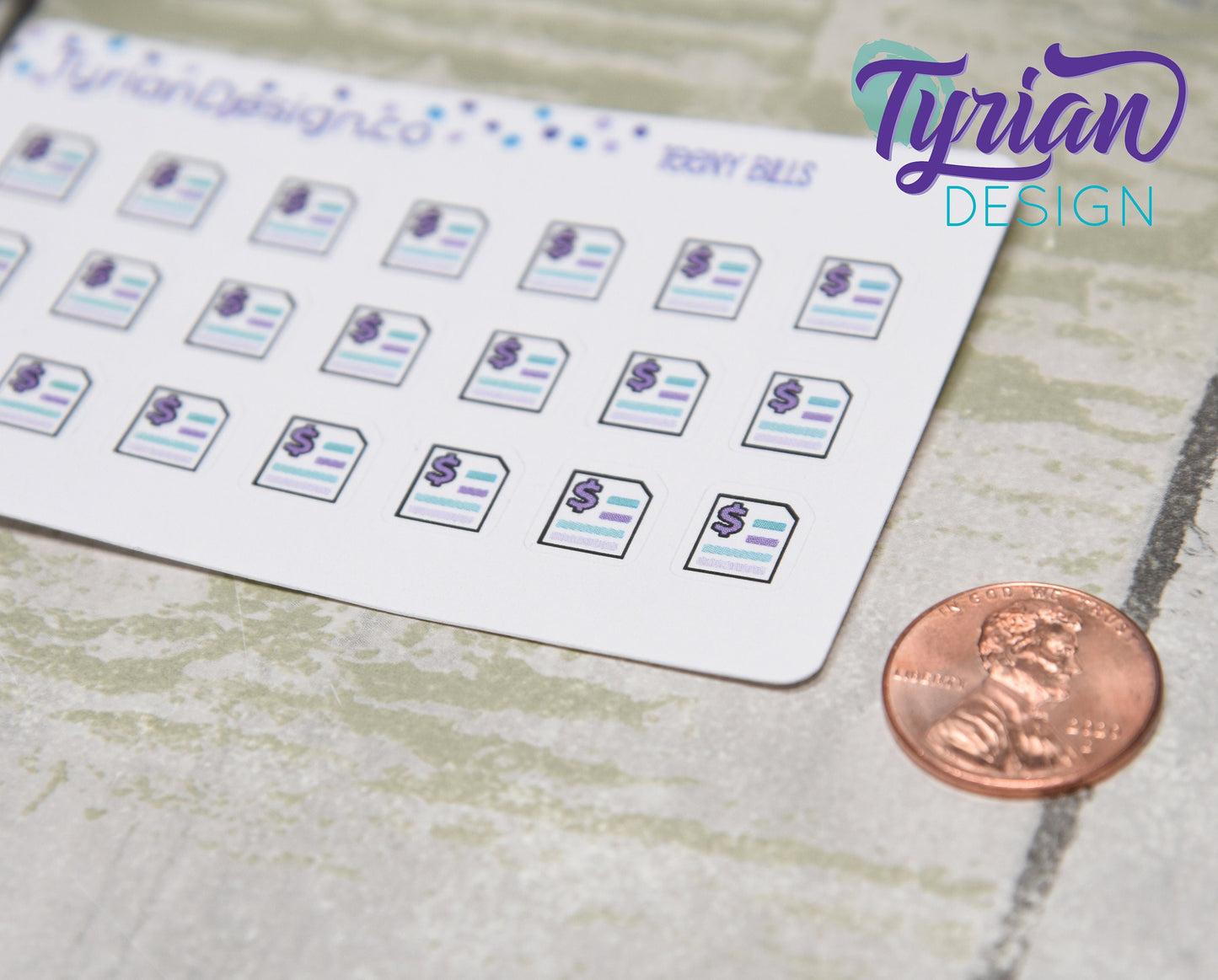 Tiny Bill Stickers | Generic Bill payment stickers on a mini sheet | 21 stickers | .4 x .4" each | Budget planner sticker