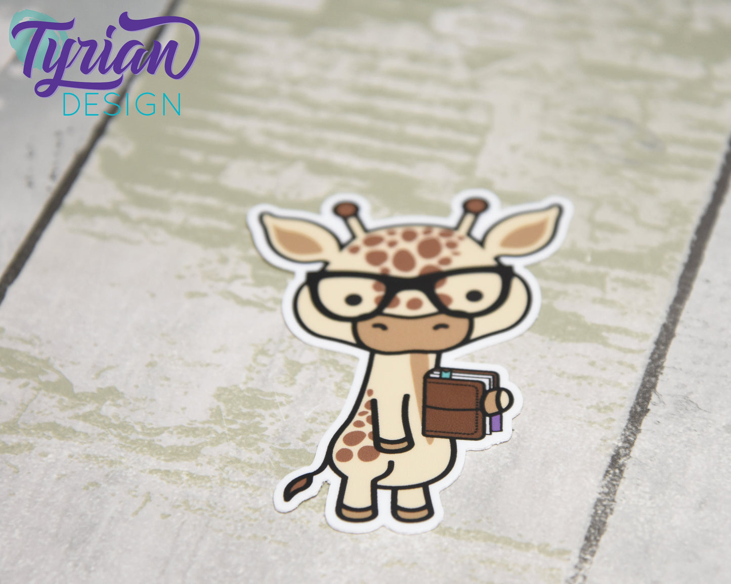 Nerd Giraffe with Planner Vinyl Sticker, Norman | 2.25x3"