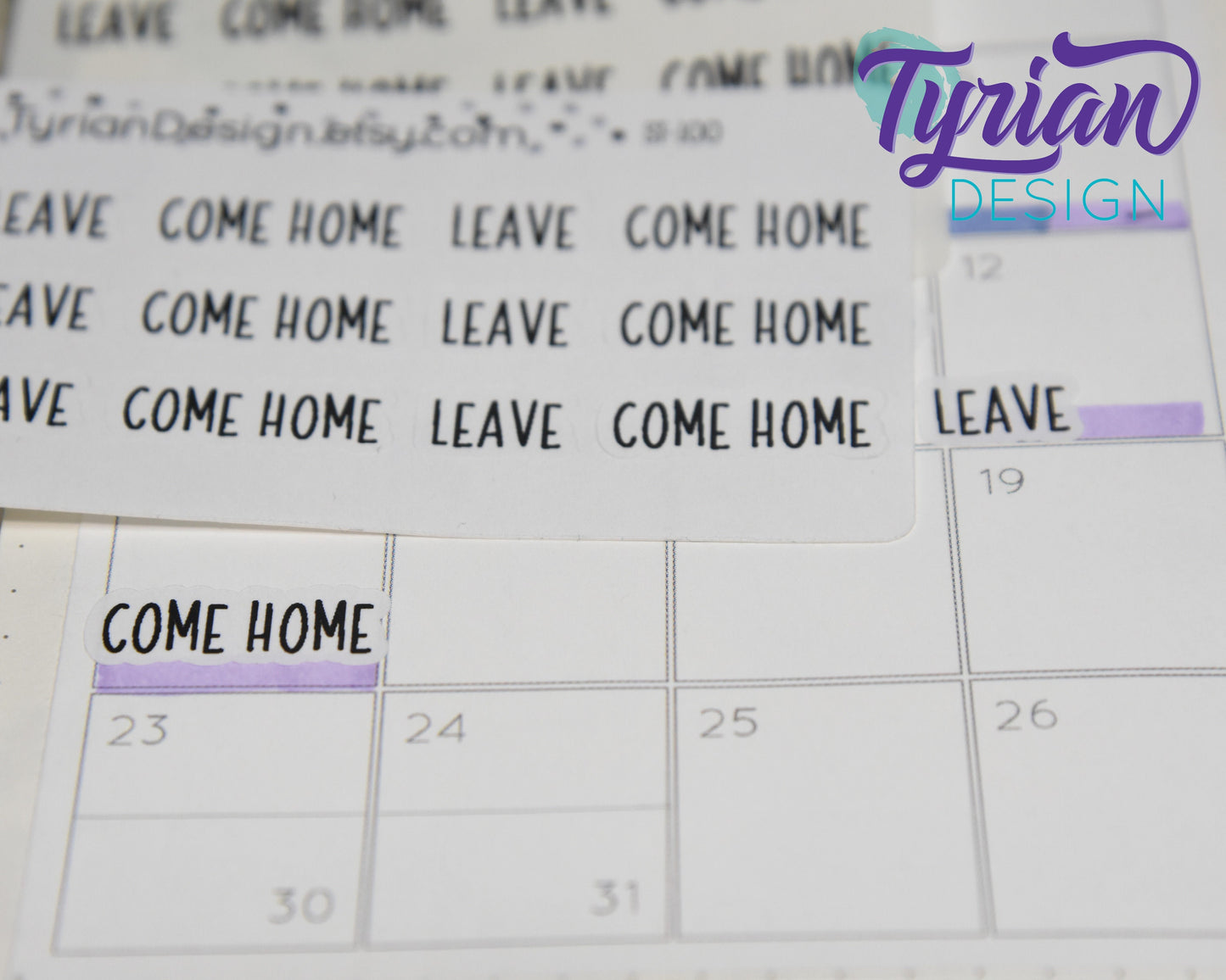 Leave and Come Home Stickers Mini Sheet for Planners and Journals. Black Type, clear or white matte stickers - Road Trip, Vacation, Getaway
