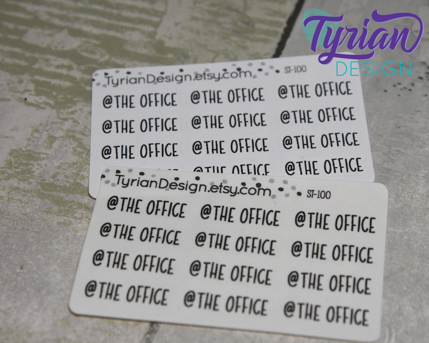 At the office Stickers Mini Sheet for Planners and Journals. Black Type, clear or white matte stickers - @ the office - Charley