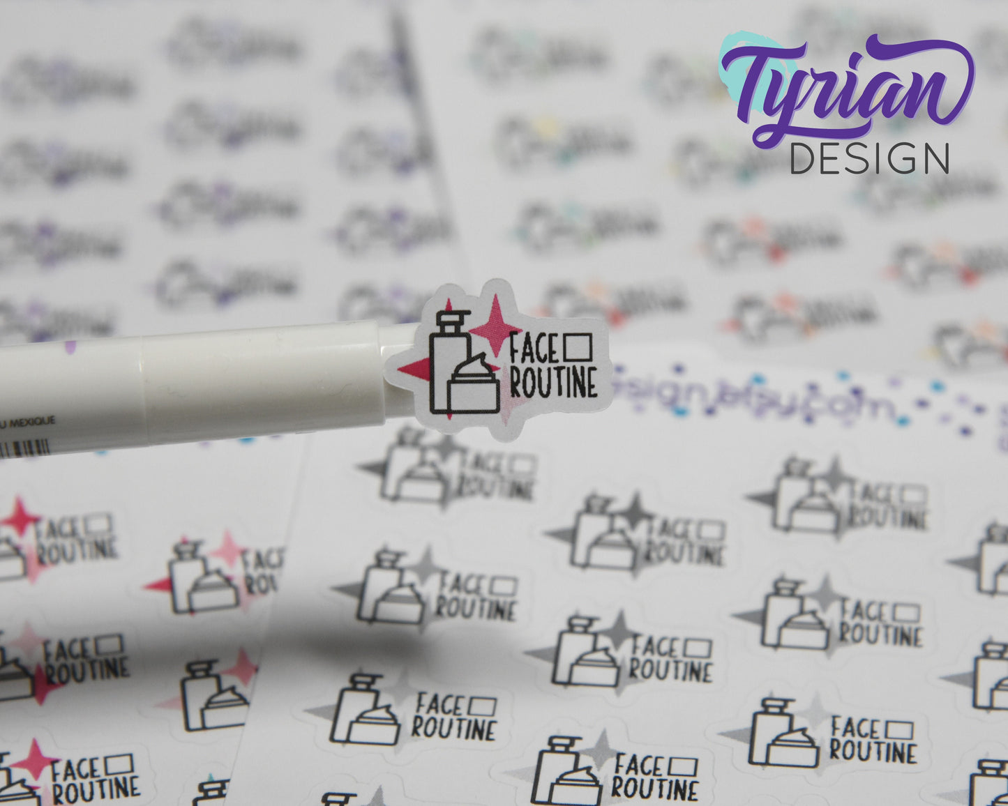 Face Routine Stickers | 22 Stickers | .85" x .62" Each | Various Colors