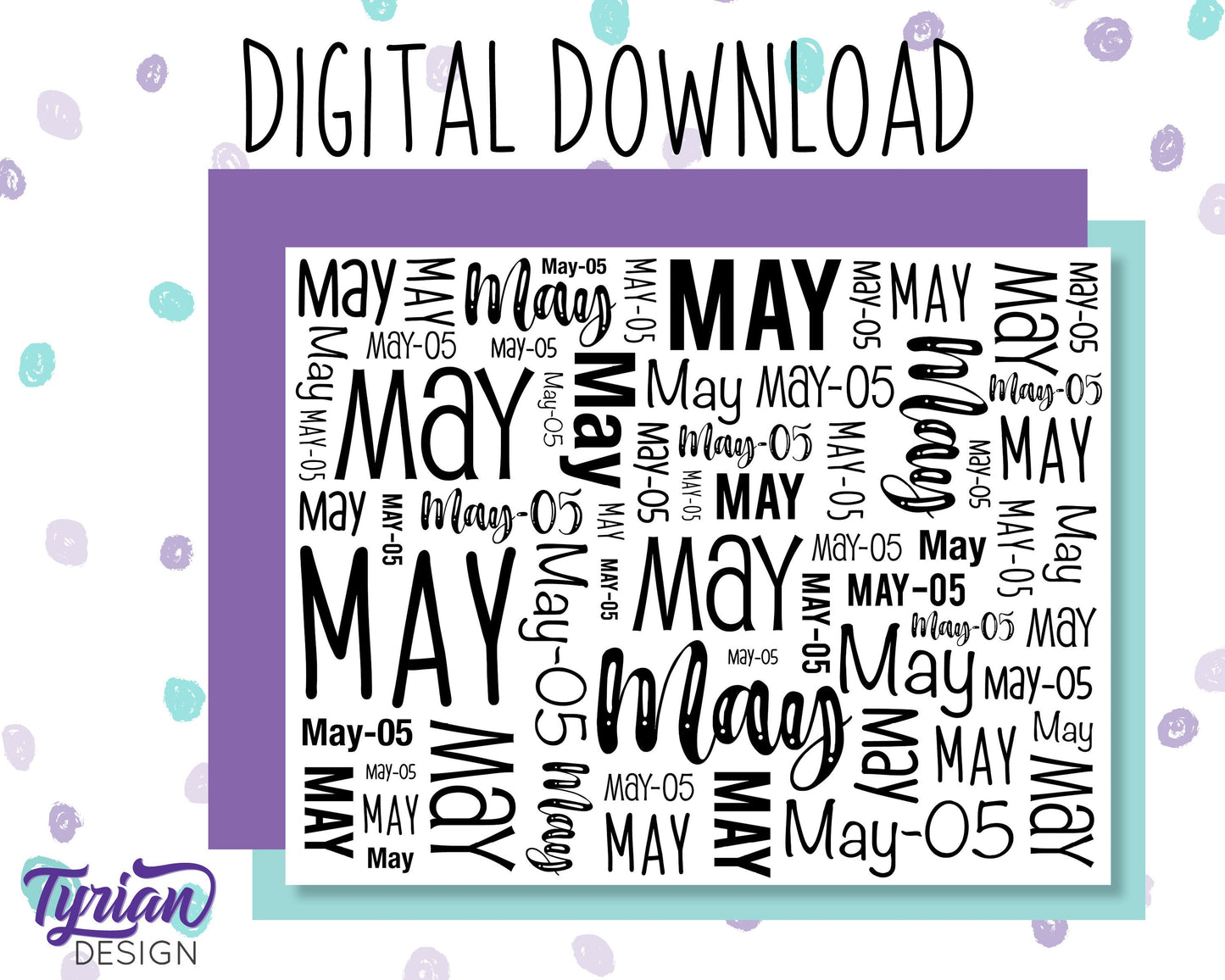 Digital Paper - May Word cloud Pattern