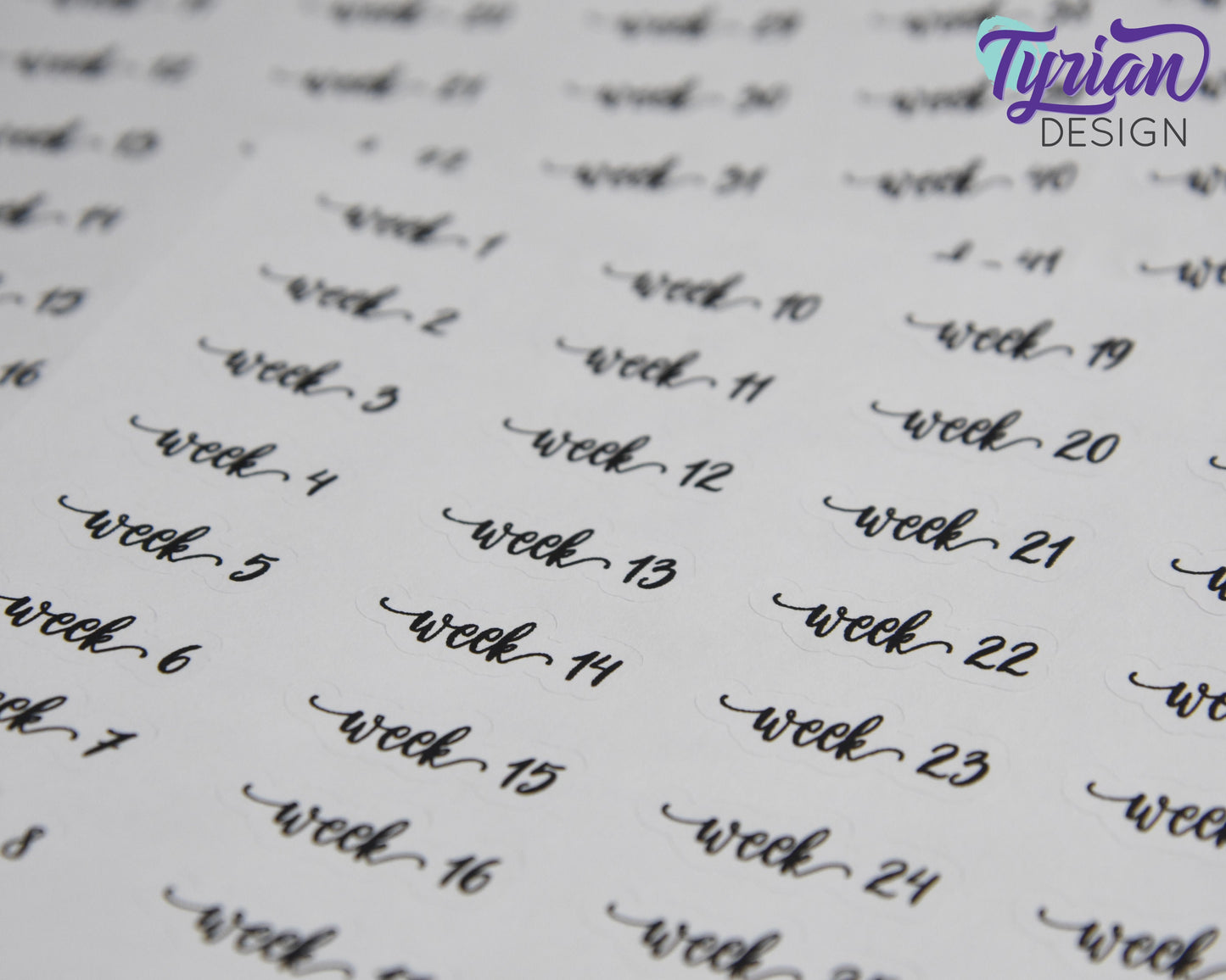 Week 1-52 Stickers | 52 Stickers | .35" x .75" Max Each