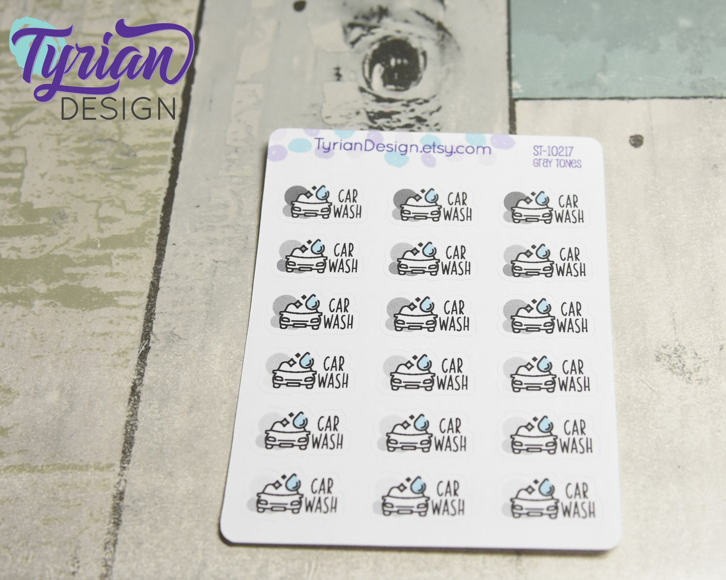 Car Wash Icon Stickers | 18 Stickers | .9 x .5 | Icon Sticker