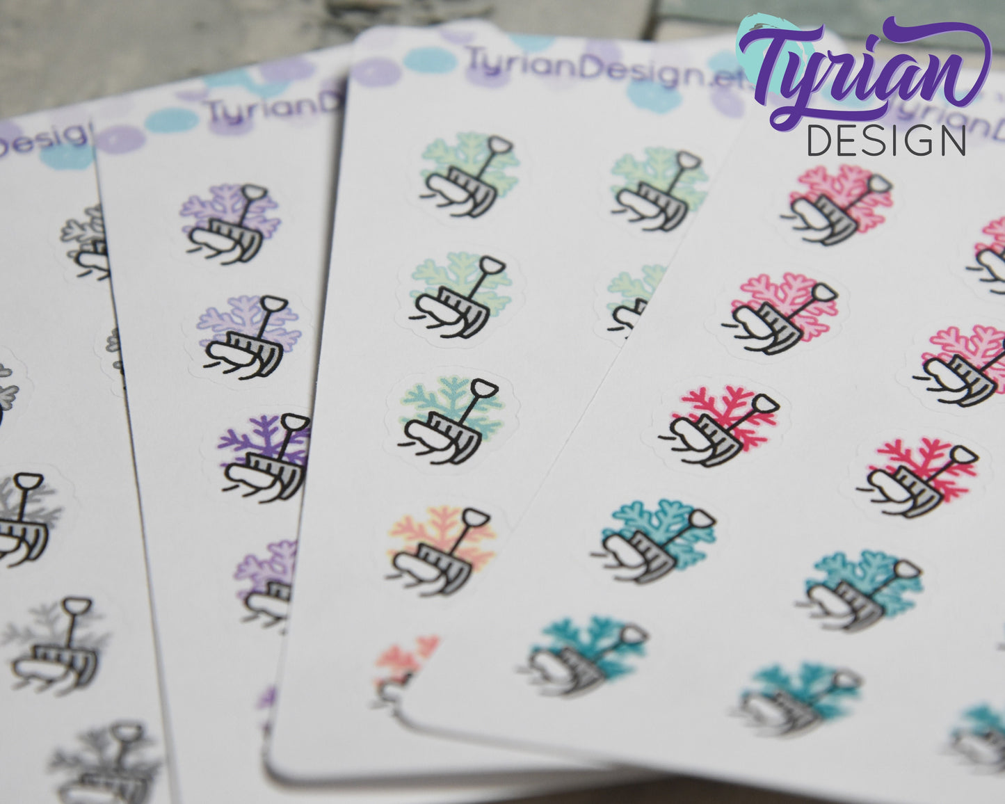 Snow shovel Icon Stickers | 20 Stickers | .6 x .6" each.