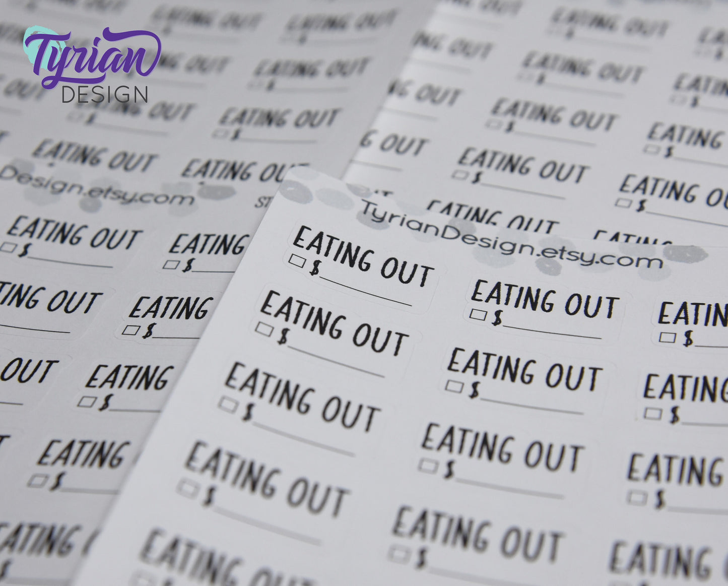 Eating out Sticker | 18 Stickers | 1" x .55" Each | Charley Font