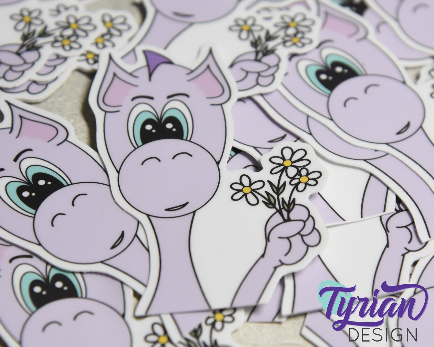 Dragon with Daisies Vinyl Sticker | 2x3 inches