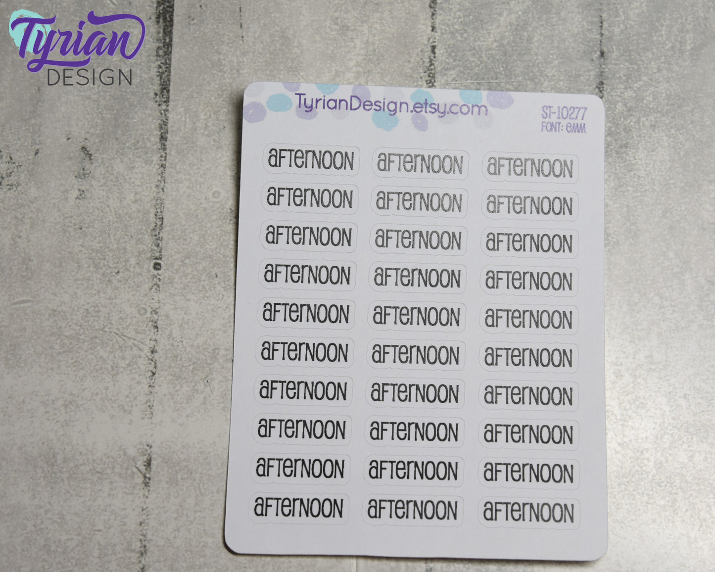 Afternoon Stickers for Planners and Journals | 30 Stickers | .95" x .3" Sticker size | Emm Font