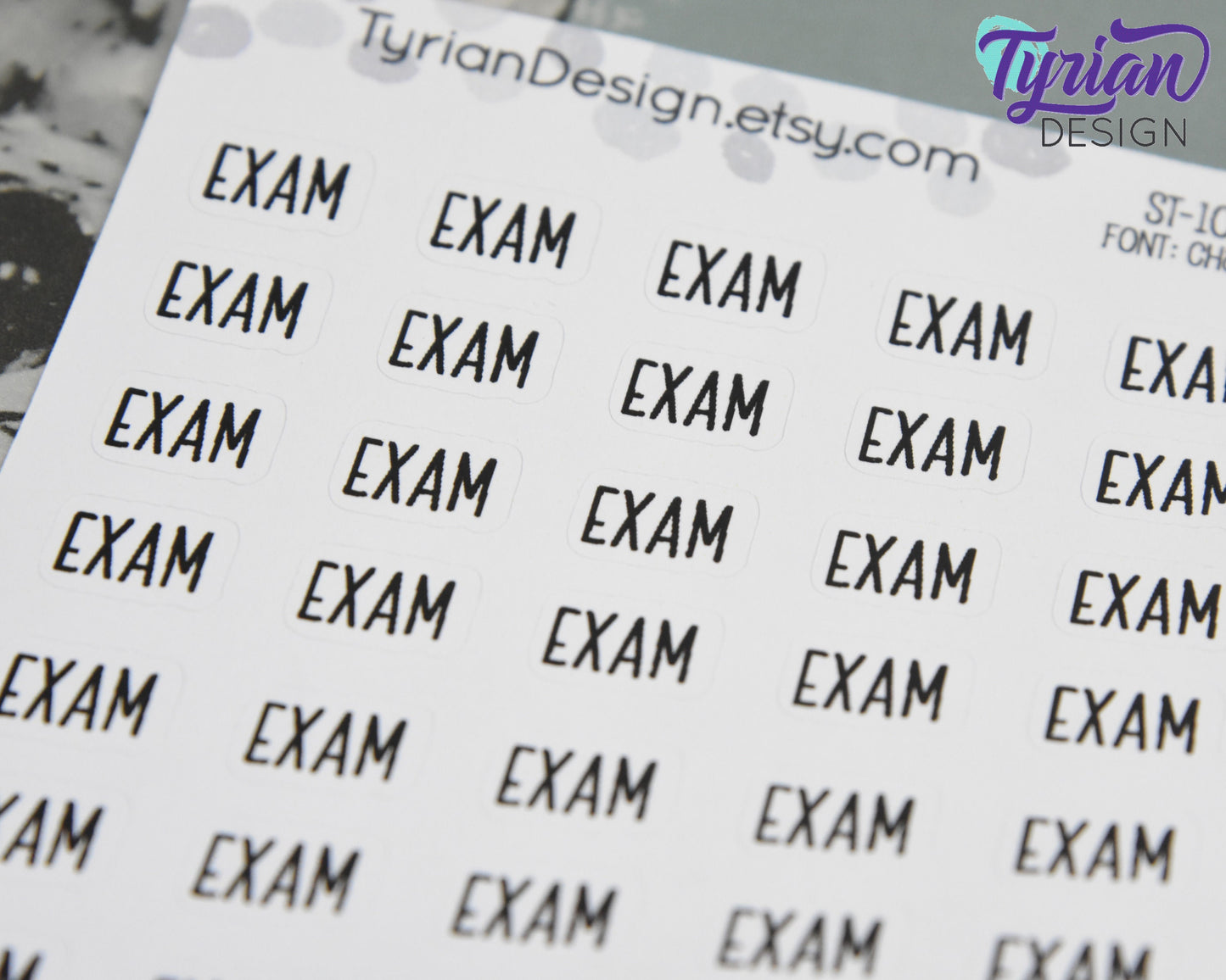 Exam Stickers | 40 Stickers | .5" x .35" each. | Charley Font.