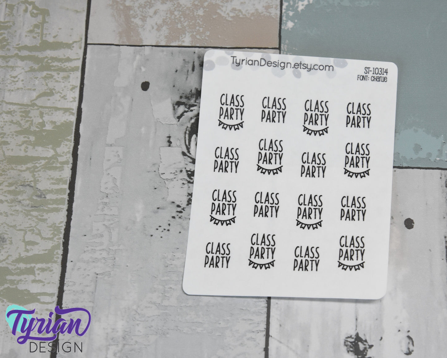 Class Party Stickers | 16 stickers | 5/8" and 3/4" | Charley Font