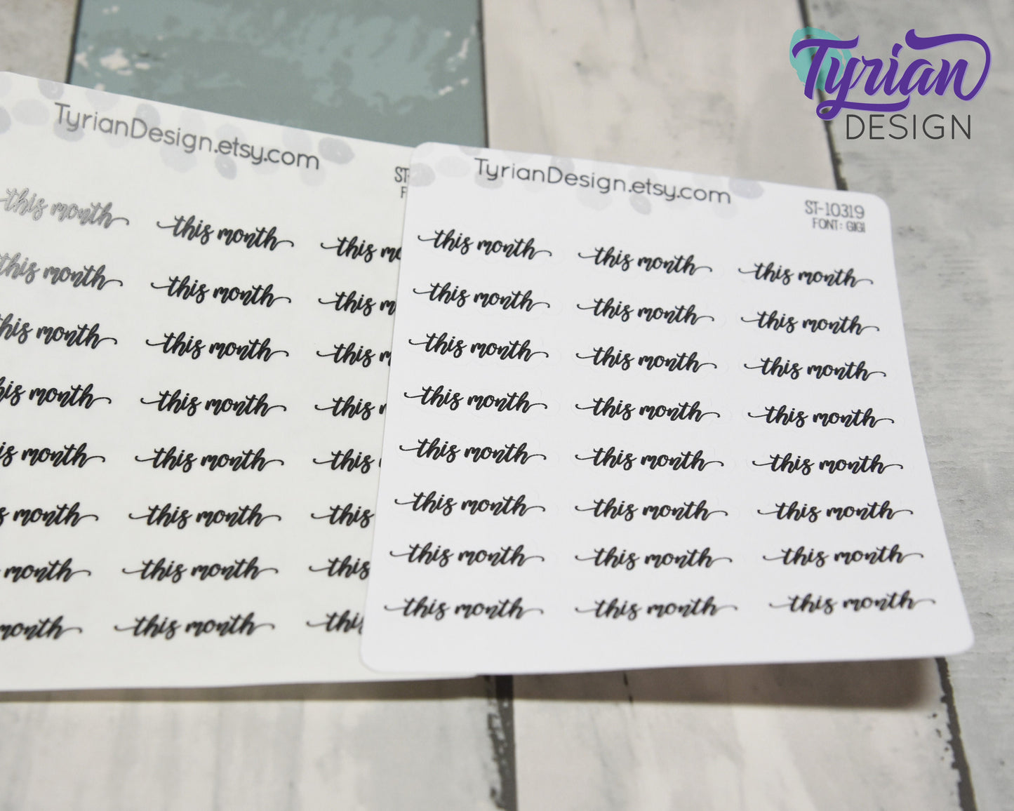 This Month Stickers | 1 x .34" Sticker size | 24 stickers| Gigi Font