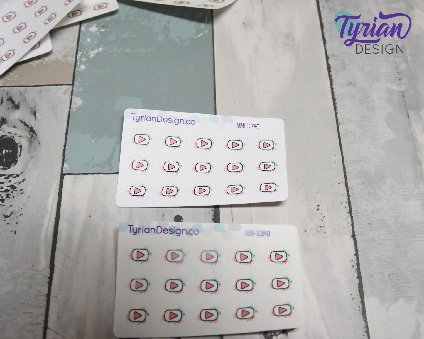 Mini YouTube Stickers | Mini Sheet of Social Media | 15 Stickers | .55 x .43" each | 3.375" x 2.125" Mini Sheet | White or Clear Matte