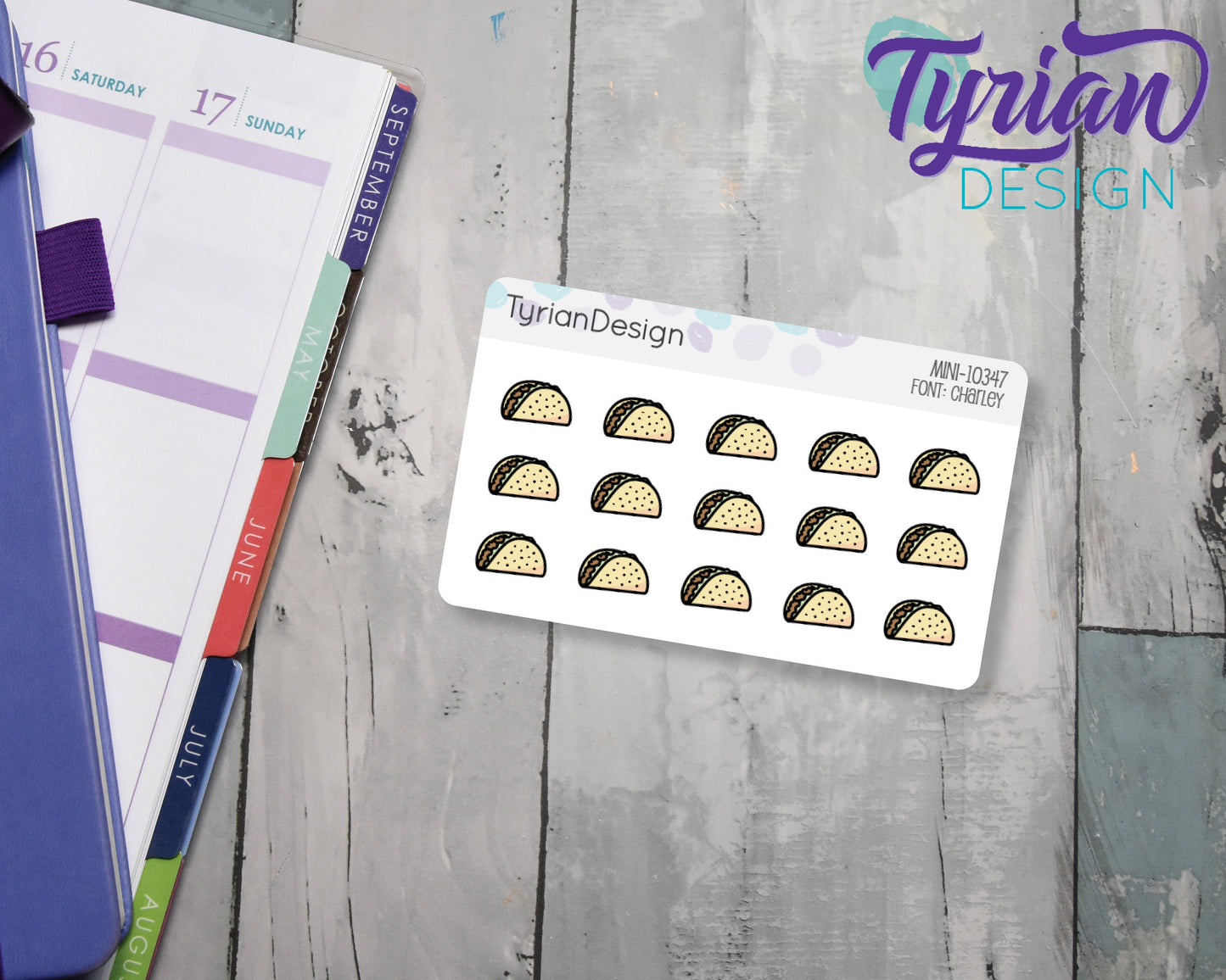 Mini Taco Stickers | Mini Sheet of Tacos| Taco Tuesday | 15 Stickers | .54 x .37" each | 3.375" x 2.125" Mini Sheet | White or Clear Matte