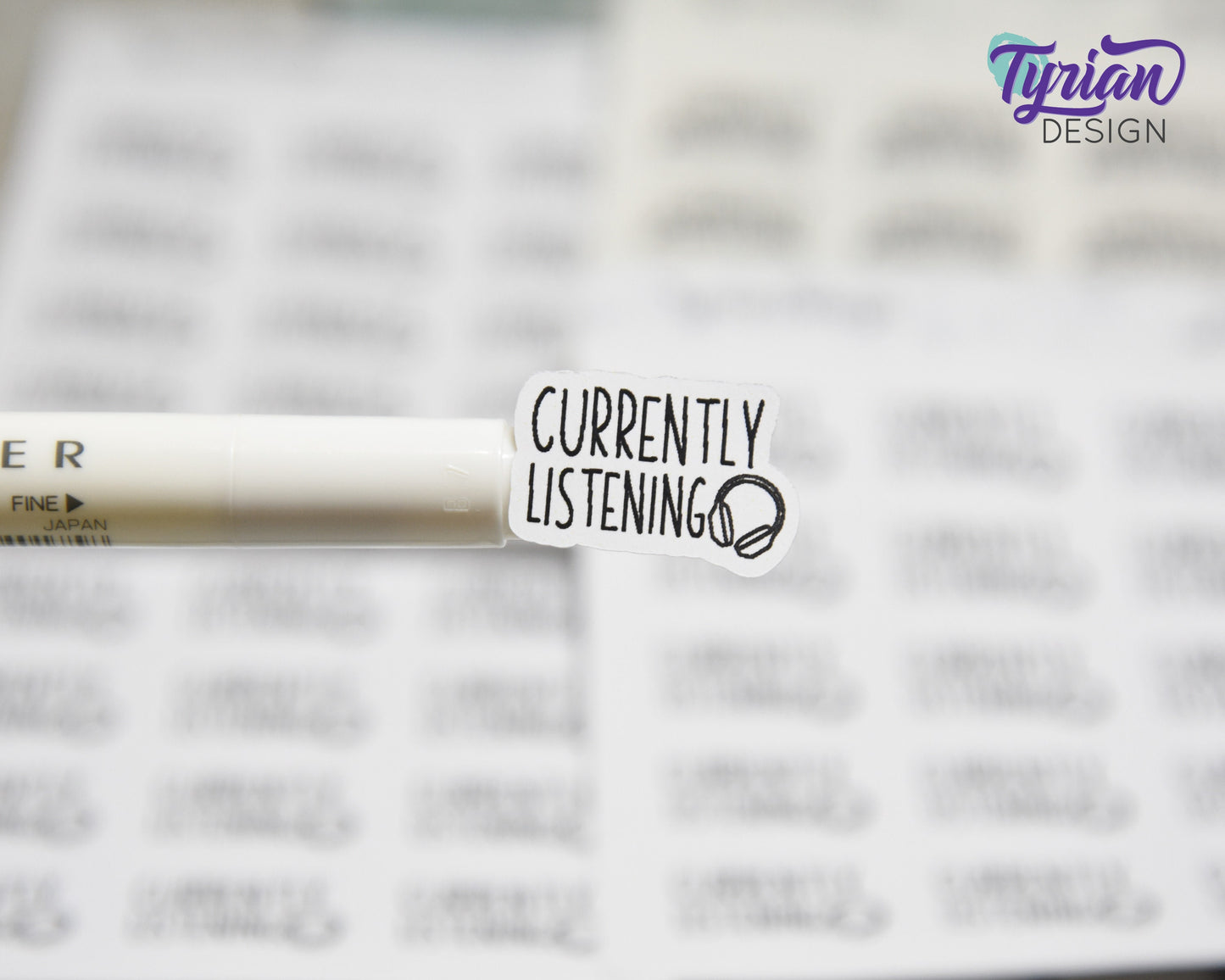 Currently Listening Stickers | 15 Stickers | .95" x .61" Each | Charley Font