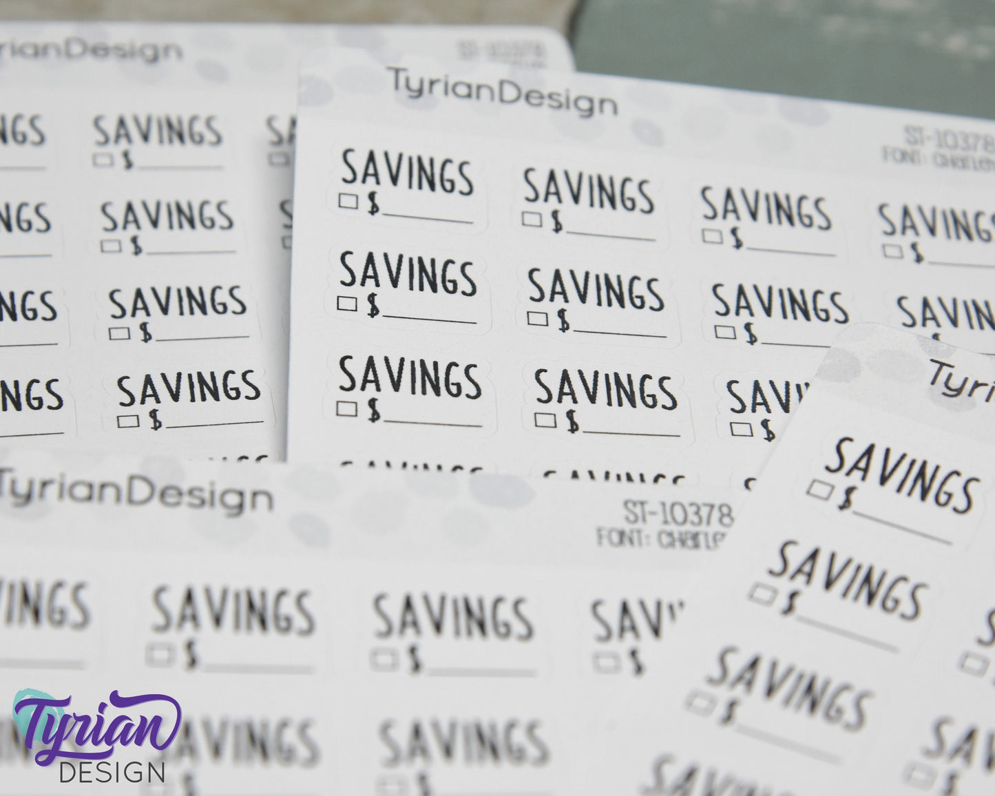 Savings Stickers | 24 Stickers | .73" x .54" Each | Charley Font