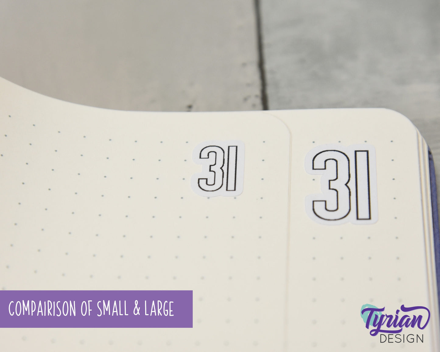 Dates of the Month Stickers | 31 Stickers | .6"H x Various Width | Keeper Font