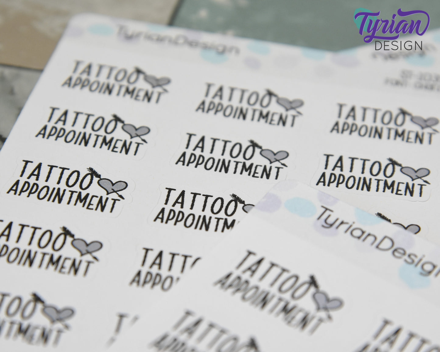 Tattoo Appointment Stickers| 15 Stickers | .97" x .61" Each | Charley Font