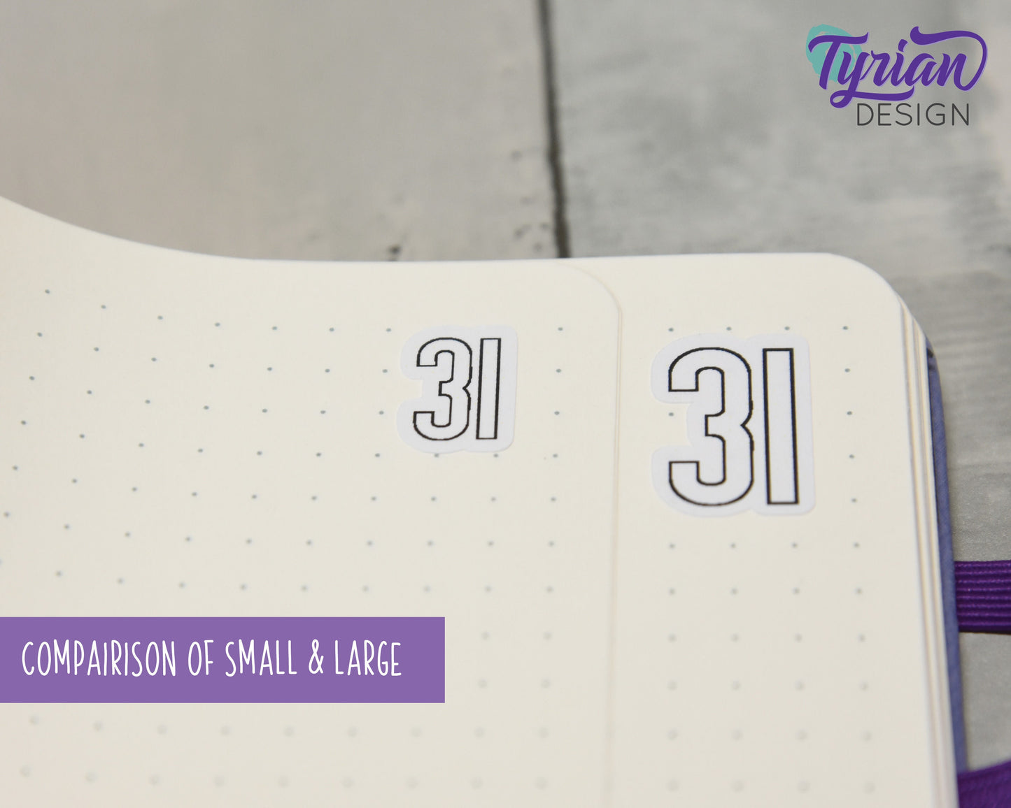 1-31 Stickers | Dates of the Month Stickers | 33 Stickers | .85"H x Various Width | 5 x 7.25" Sheet | White or Clear Matte | Keeper Font