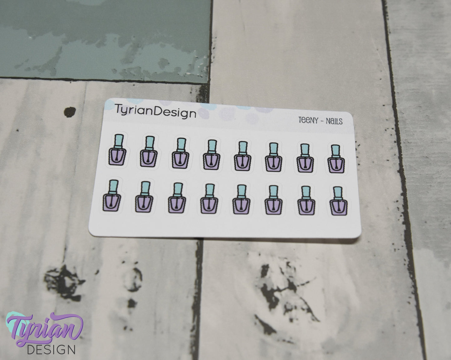 Nails Teeny Stickers | Nail Polish stickers | 16 Stickers | .33" x .58" Each | 3.375" x 2.125" Mini Sheet | White or Clear