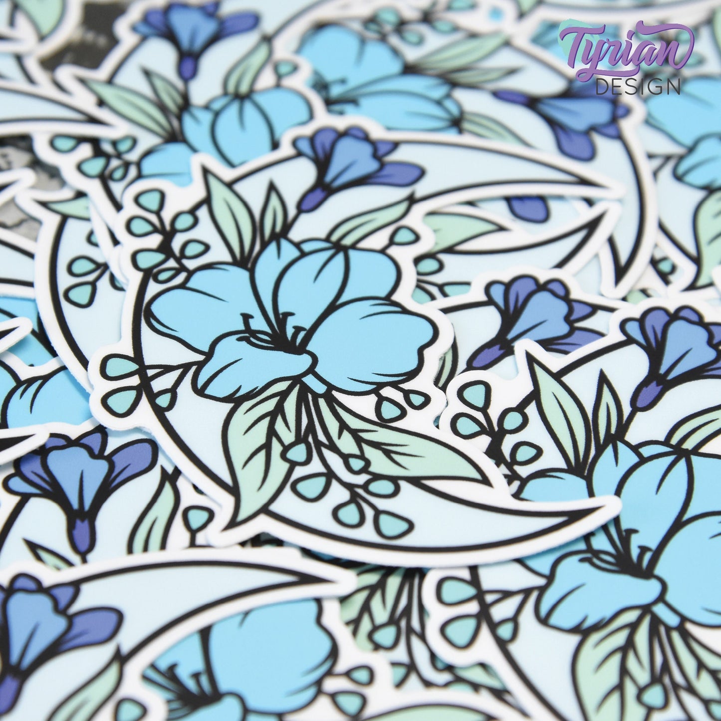 Blue Moon Vinyl Sticker | High quality weather proof vinyl | 3 x 3" | Monotone Moon | Pastel sticker | Shades of Blue