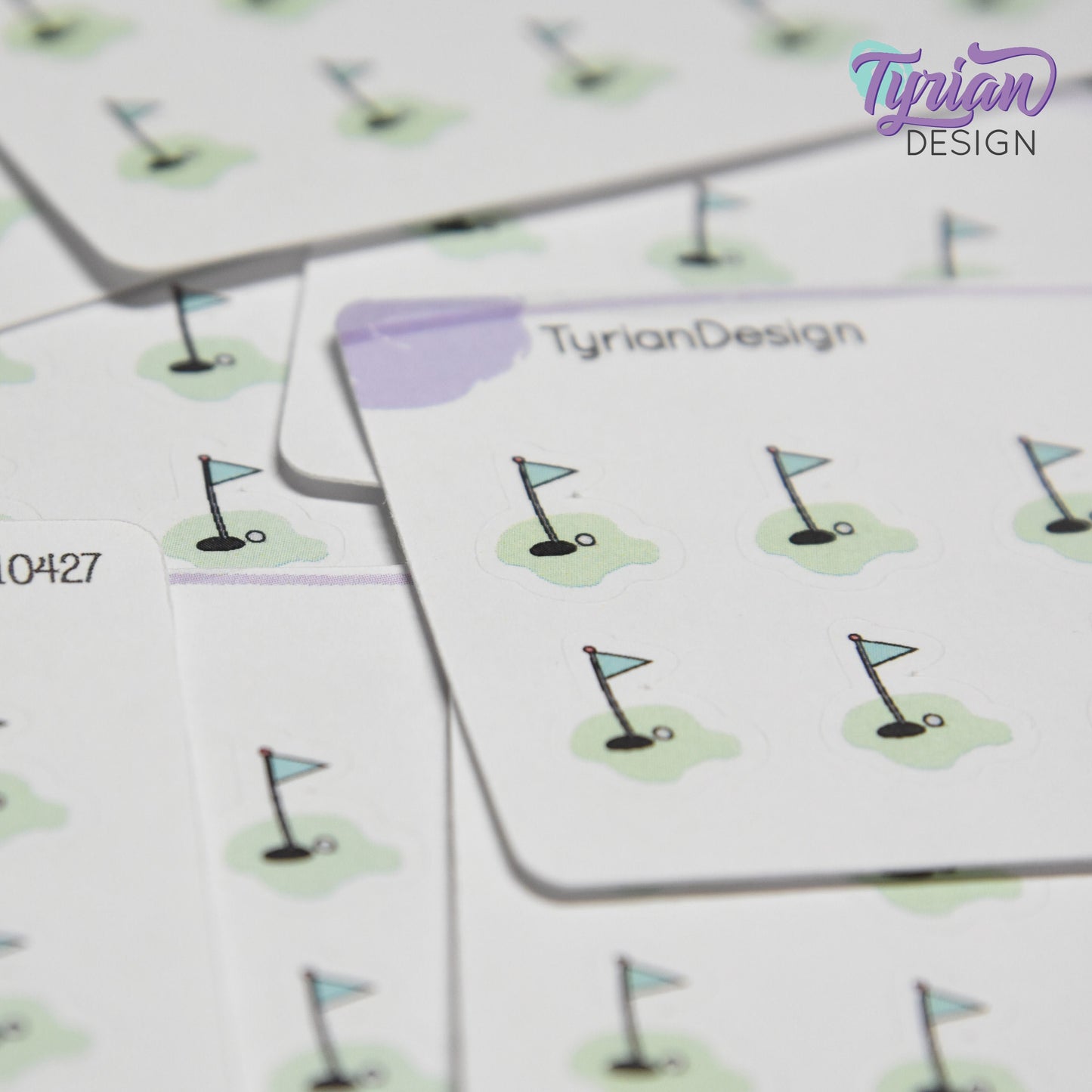 Golf Stickers | Mini Sheet of Golf Tee Time | 10 Stickers | .5 x .6" each | 3.375" x 2.125" Mini Sheet | White or Clear Matte