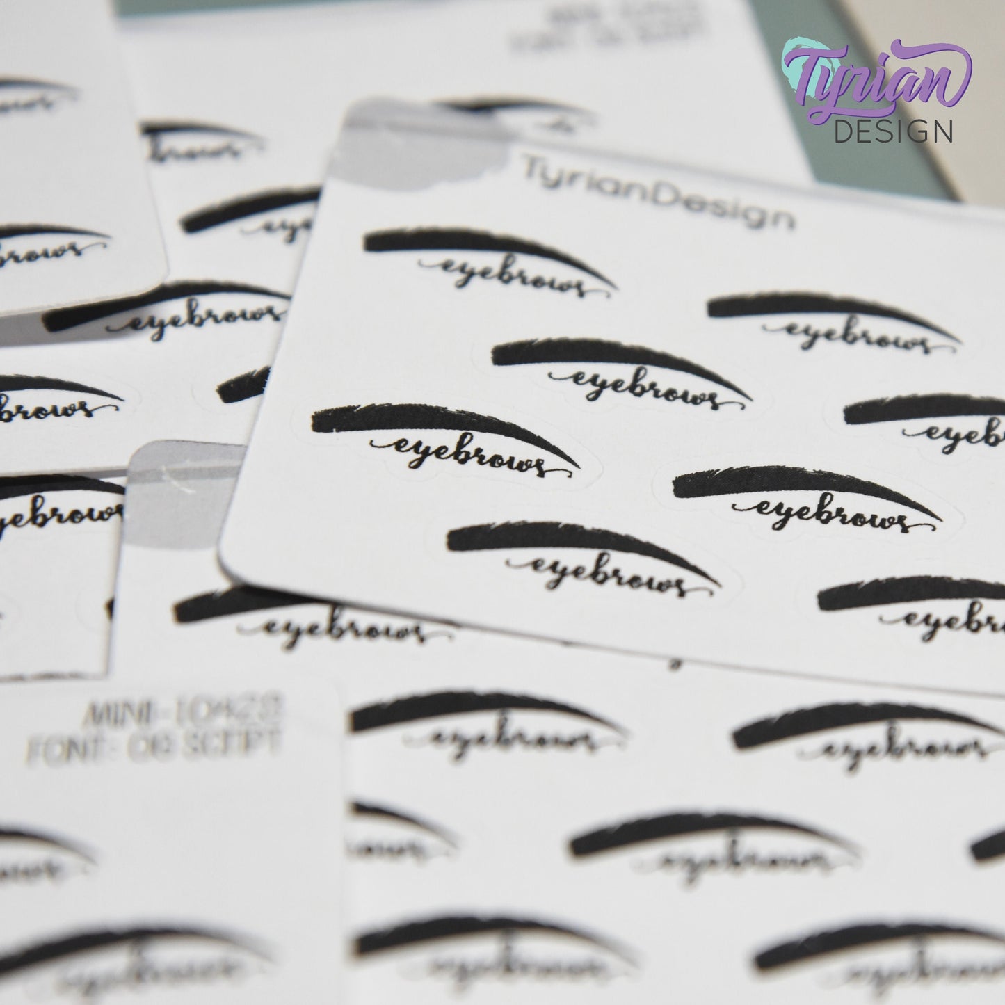 Eyebrow Stickers | Mini Sheet of Eyebrow Appointment | 12 Stickers | .84 x .4" each | 3.375" x 2.125" Mini Sheet | White or Clear Matte