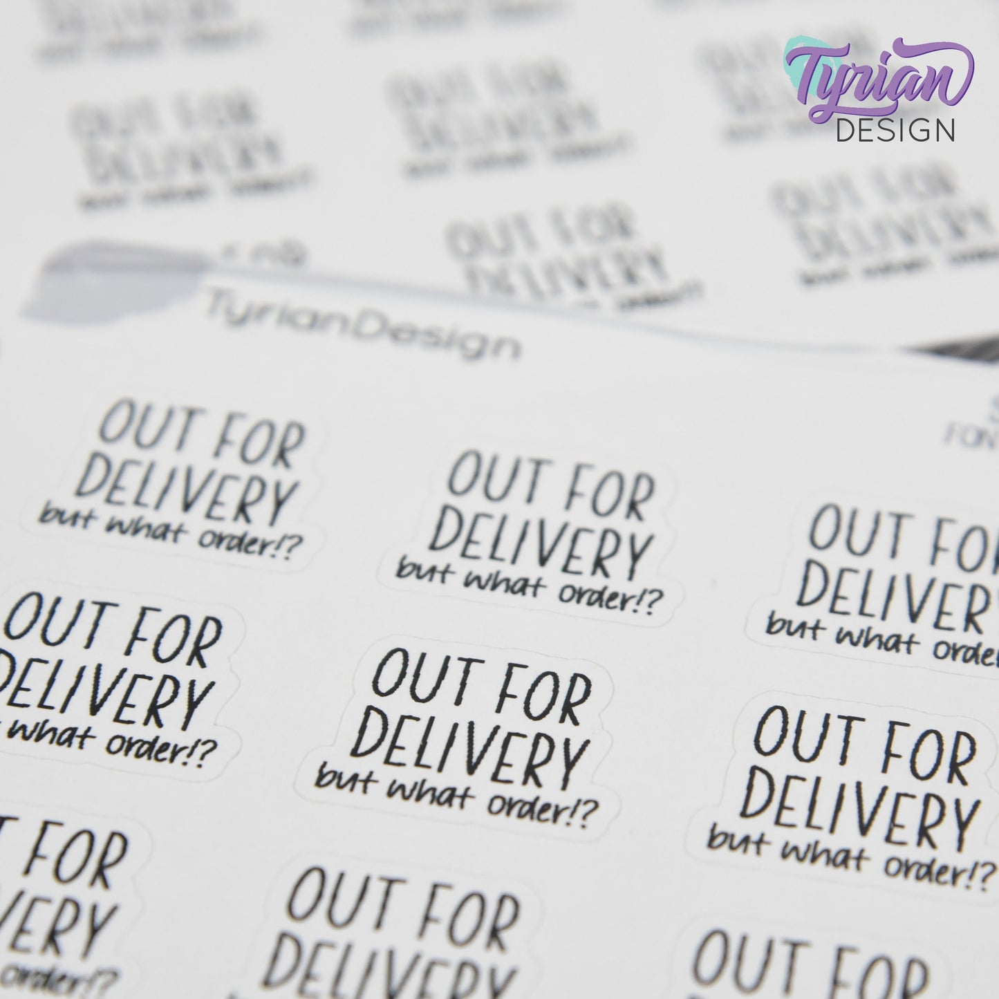 Out for Delivery Stickers | 12 Stickers | .85" x .73" Each | Charley Font
