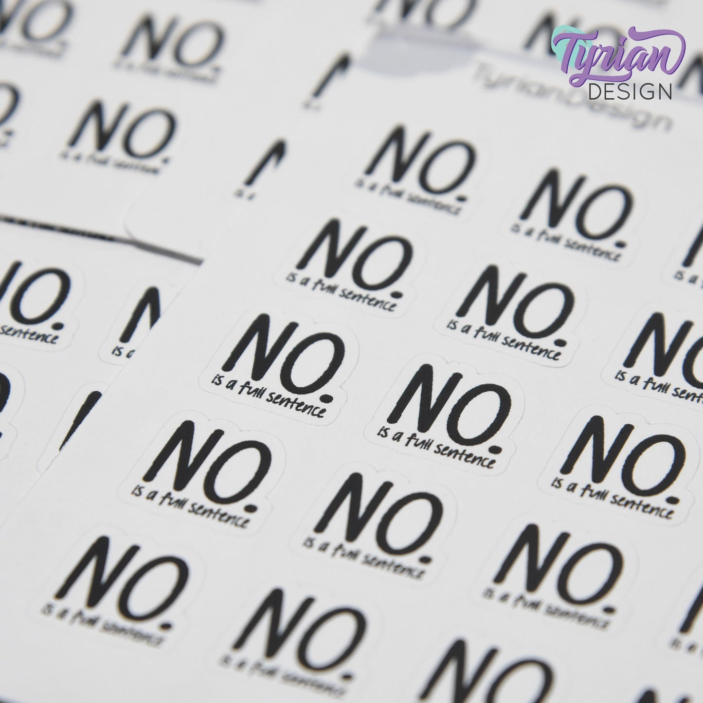 No. is a Full Sentence Stickers || 20 Stickers | .61" x .61" Each | Beau Font