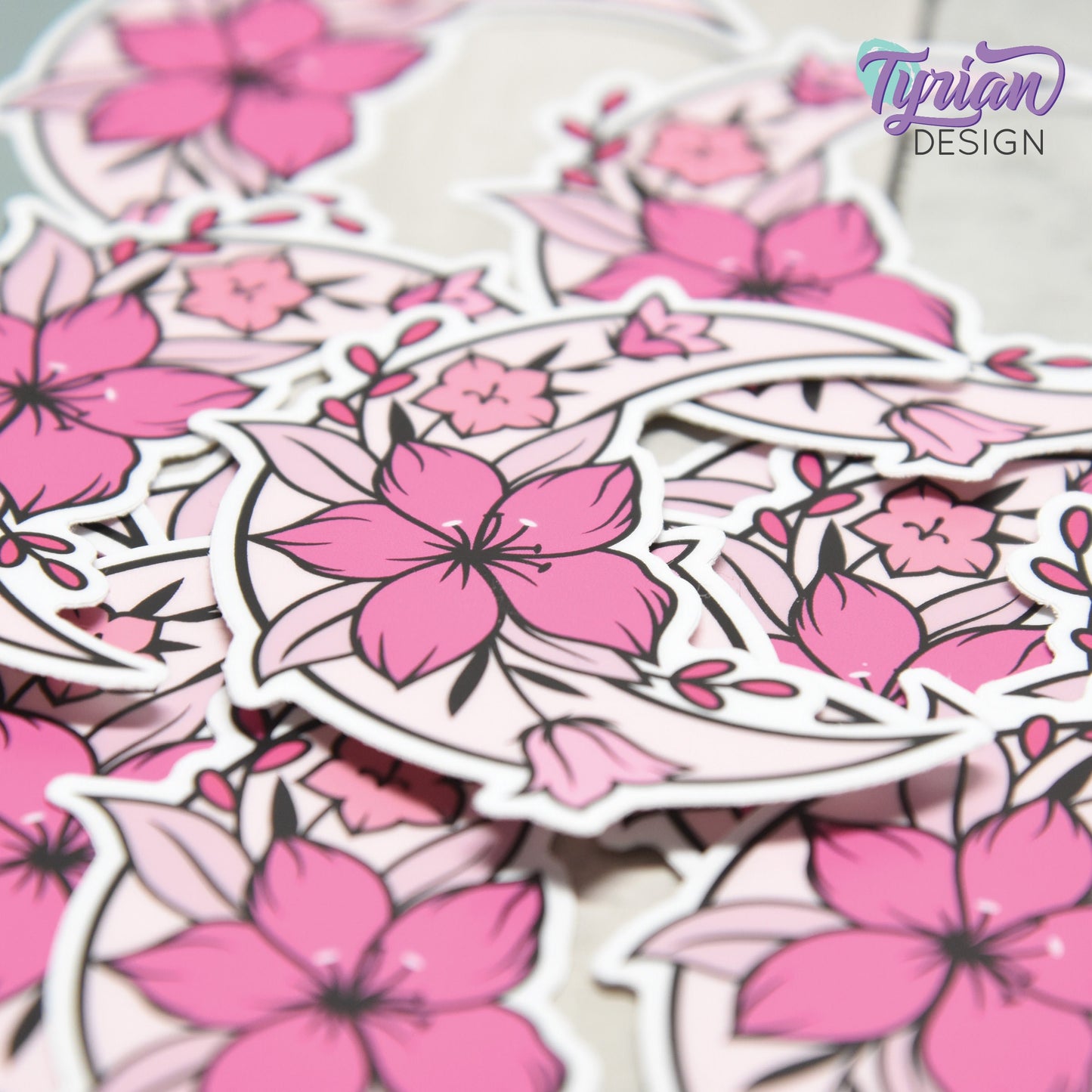 Pink Moon Vinyl Sticker | High quality weather proof vinyl | 3 x 3" | Monotone Moon | Pastel sticker | Shades of Pink