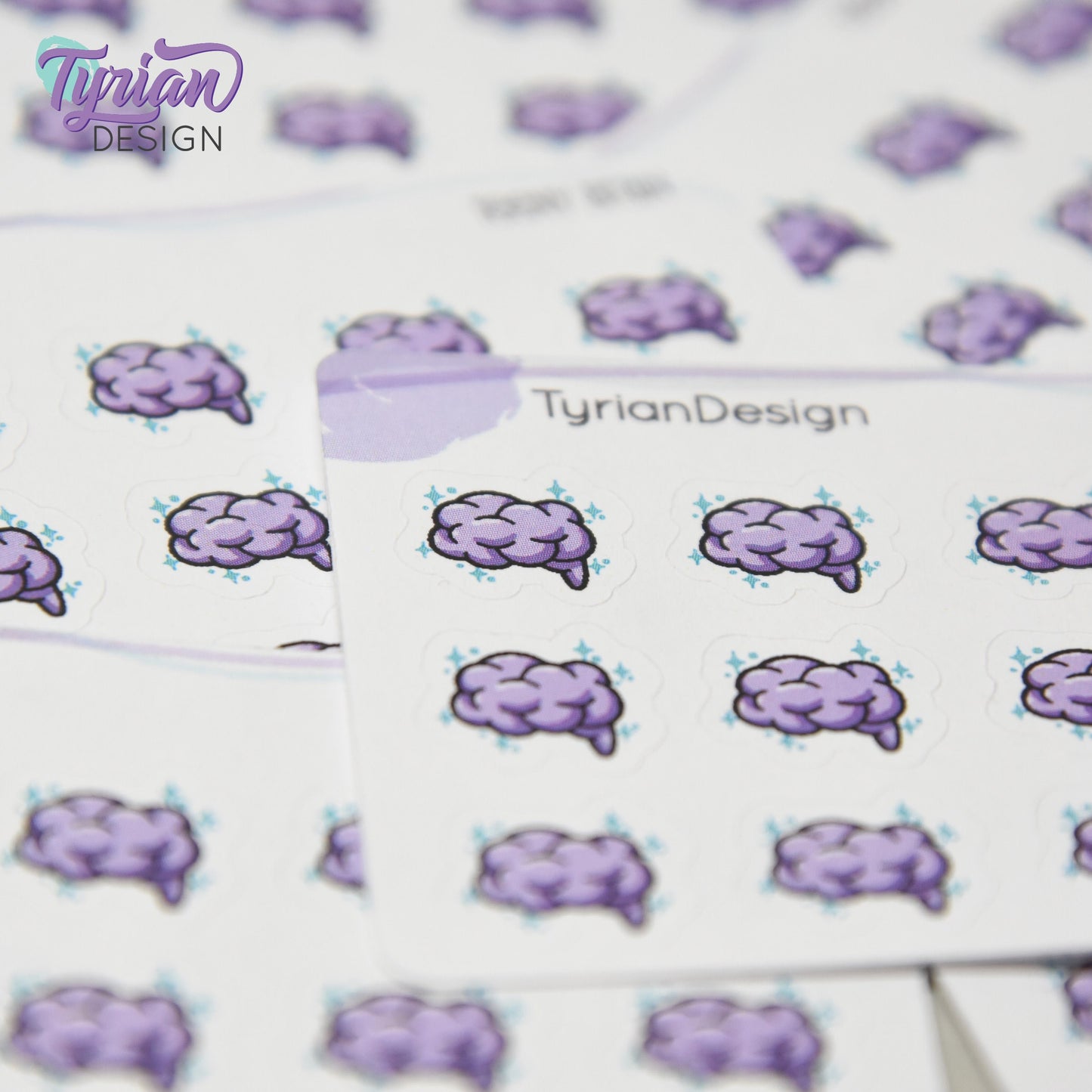 Brain Stickers | Tiny Brain stickers | Mini sheet | 15 stickers | .57 x .5" each | Brainstorm icon | White or Clear Matte