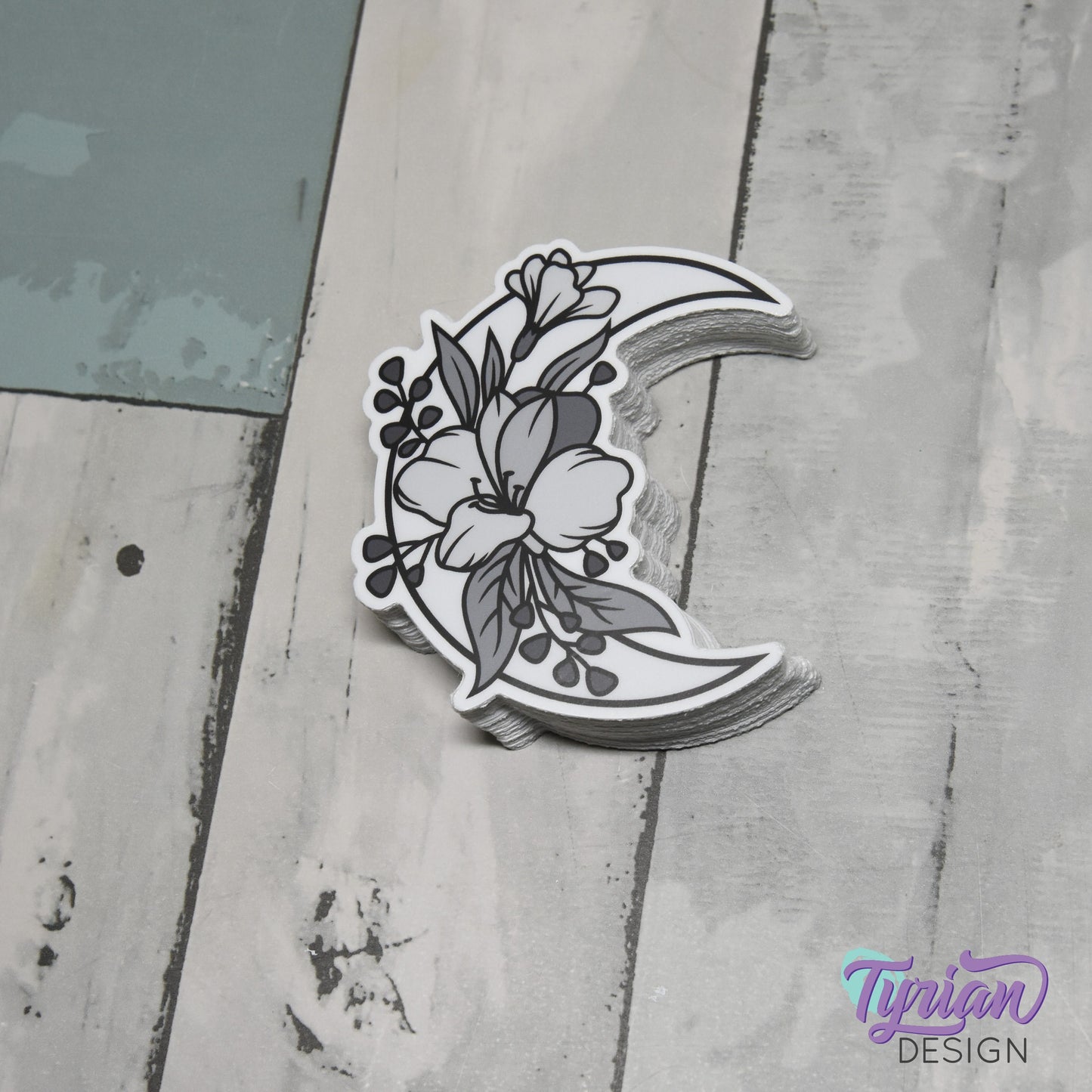 Gray Moon Vinyl Sticker | High quality weather proof vinyl | 3 x 3" | Monotone Moon | Pastel sticker | Shades of Grey