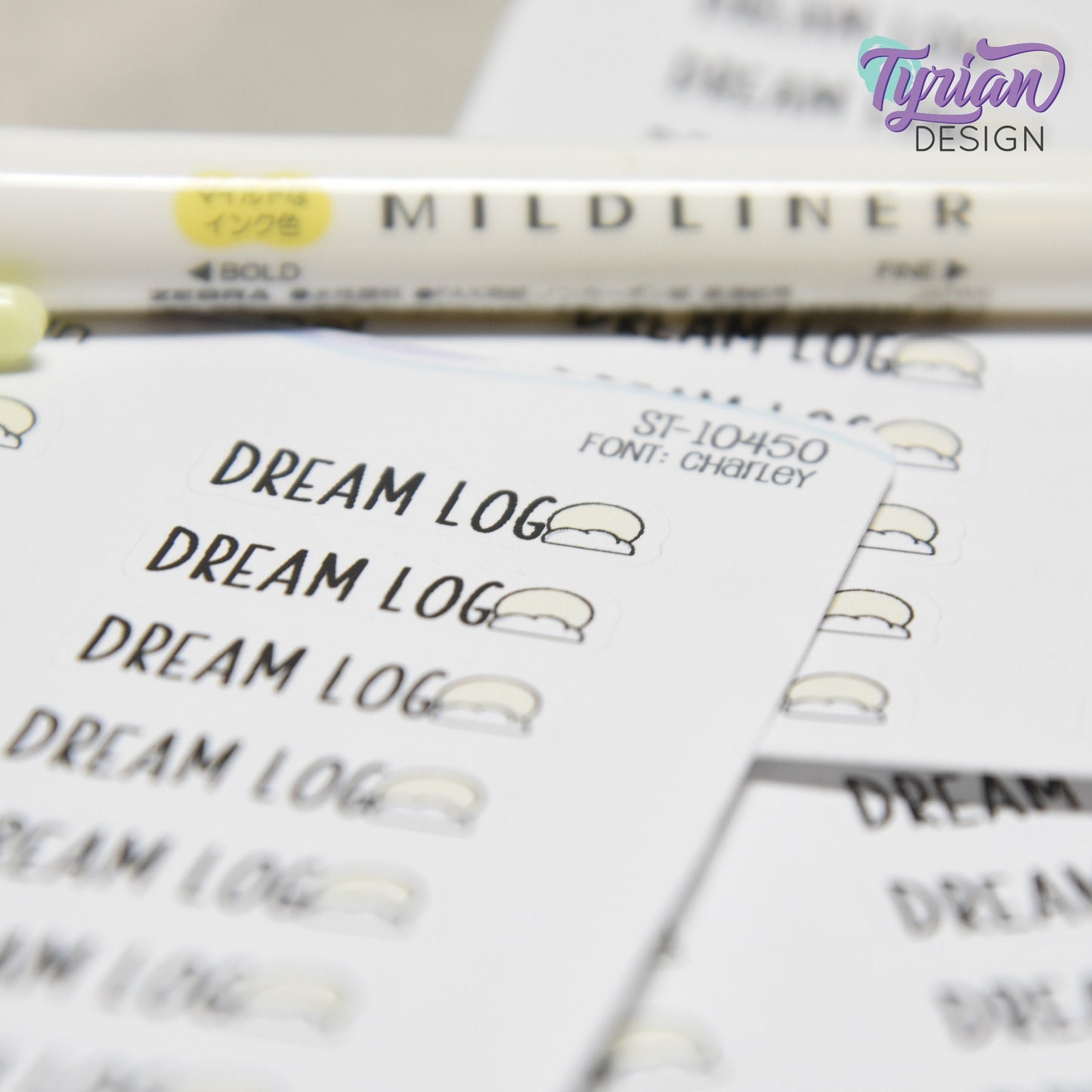 Dream Log Stickers | 18 Stickers | 1.14" x .35" Each | Charley Font