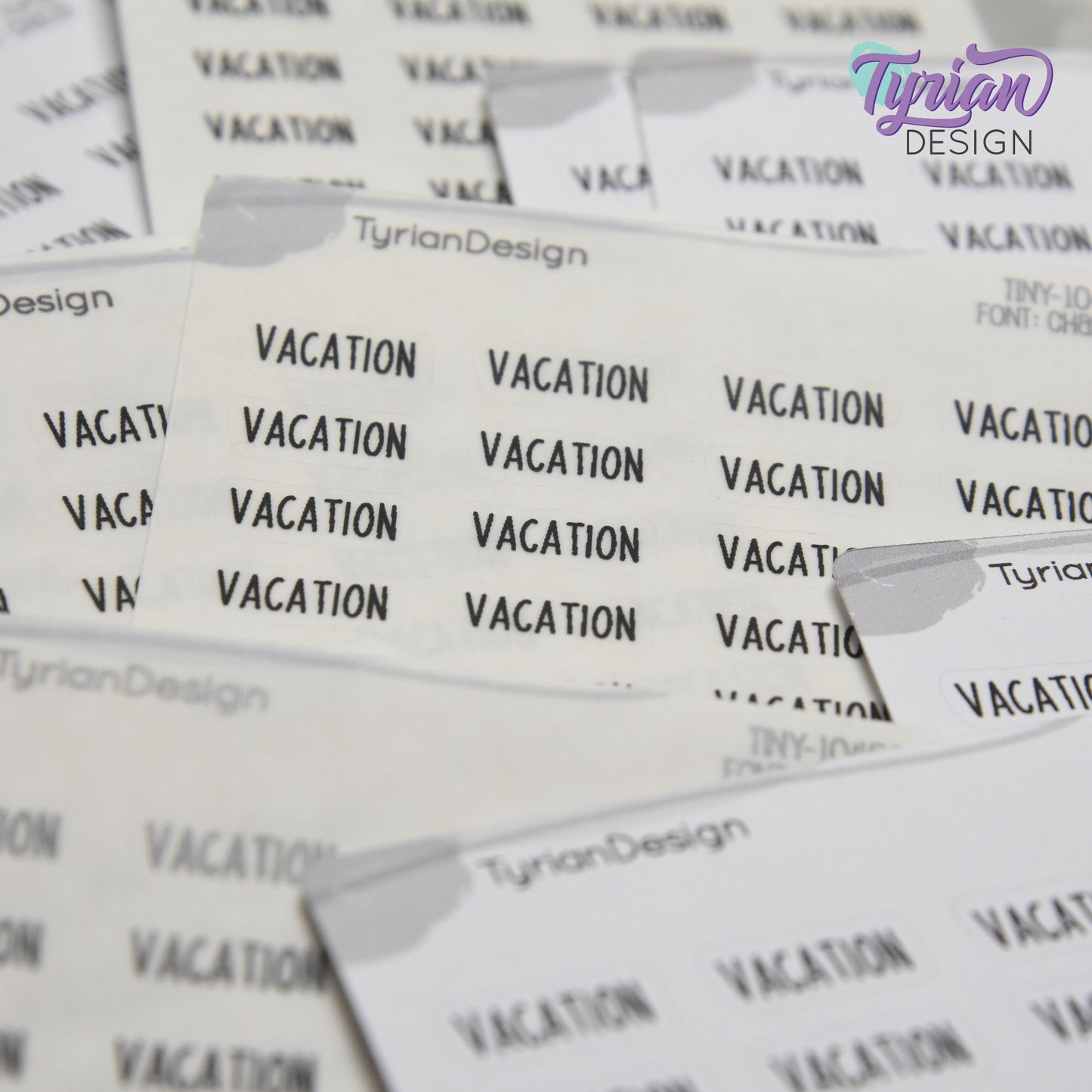 Tiny Vacation Stickers | 24 Stickers | .65 x .28" each | Planner Stickers | Font: Charley