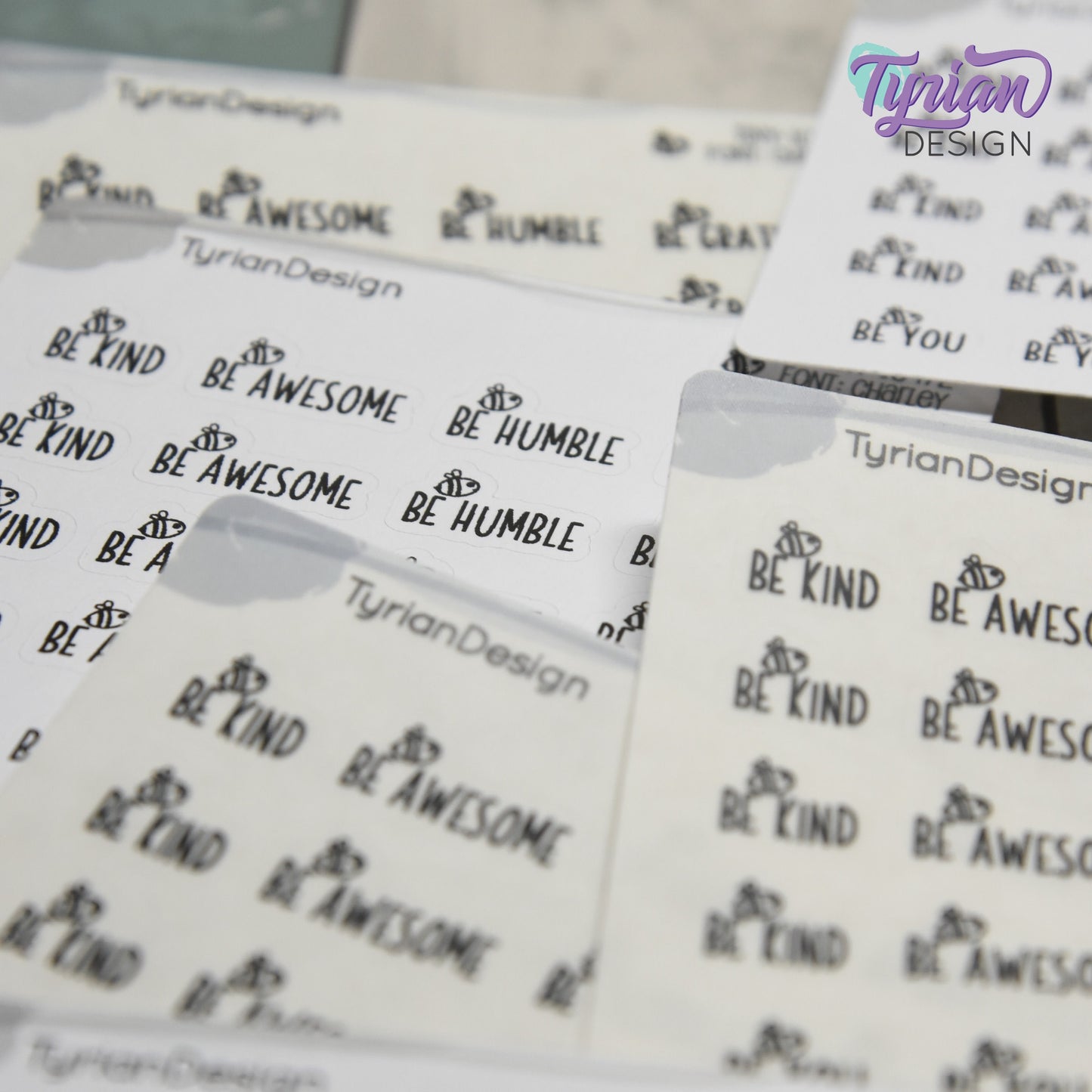 Be Kind Stickers | 21 Stickers | .41" High x various length | Font: Charley