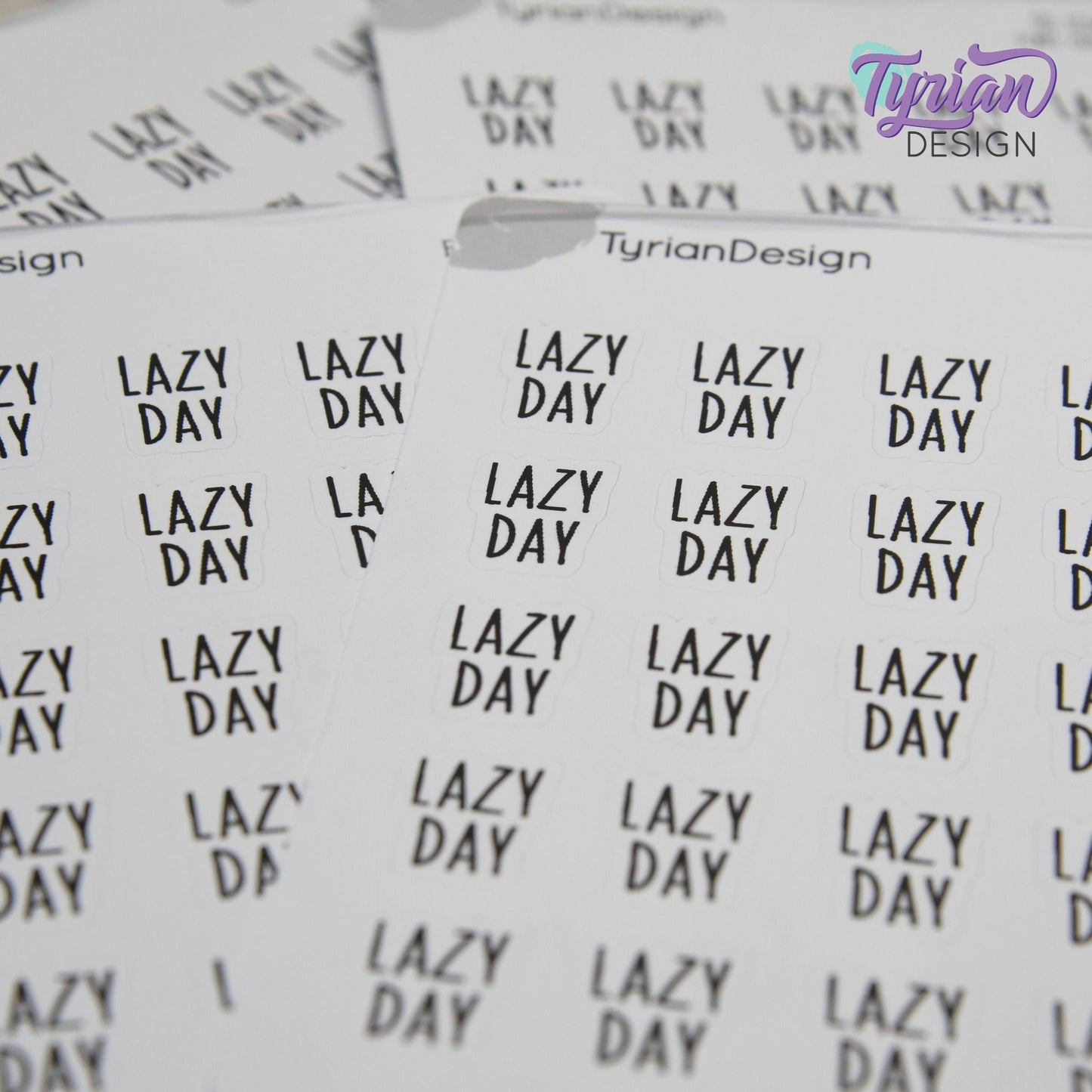 Lazy Day Stickers| 25 Stickers | .48" x .61" Each | Charley Font