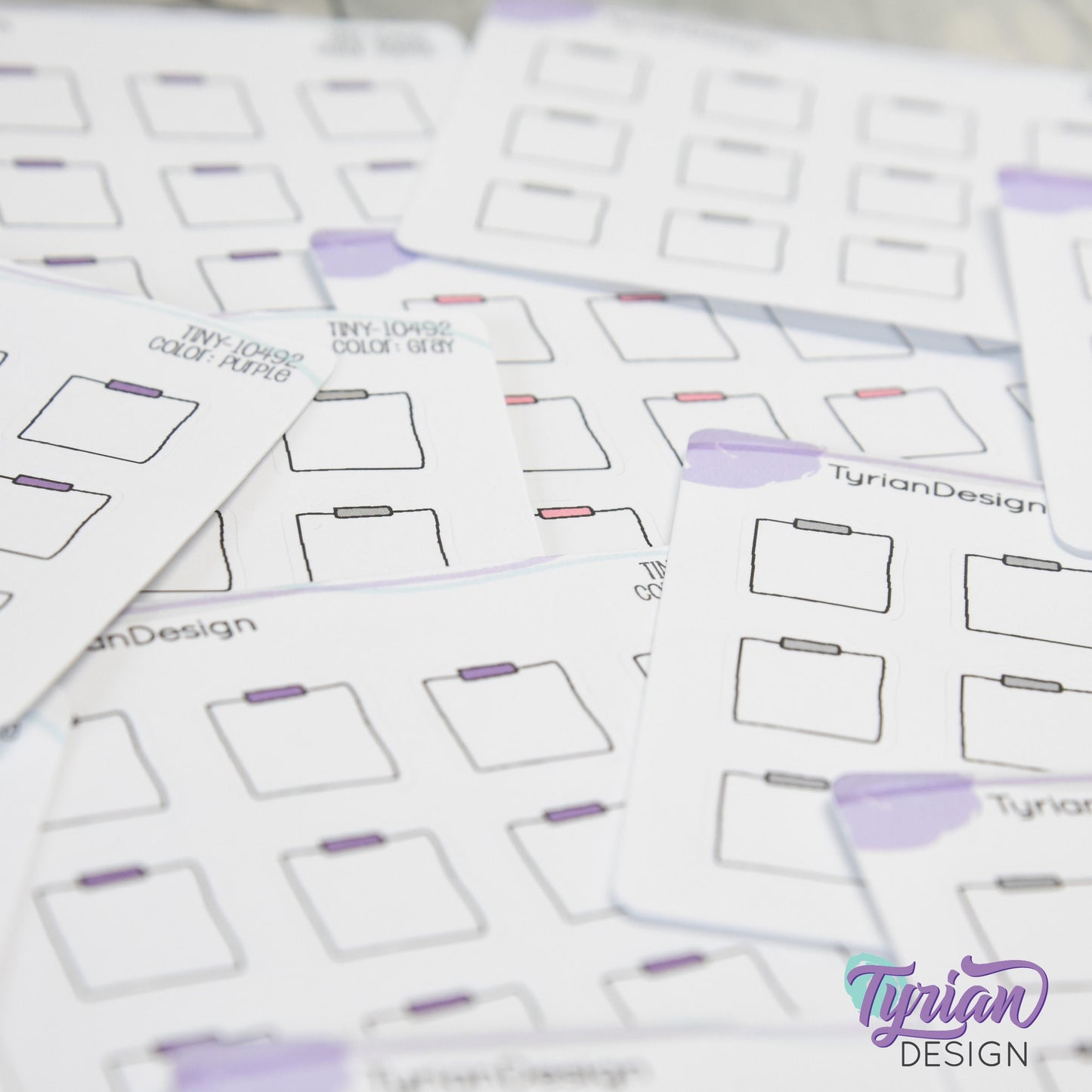 Tiny Sticky Note Stickers | 12 Stickers | .6 x .65" each | Colors: Gray, Pink, Purple