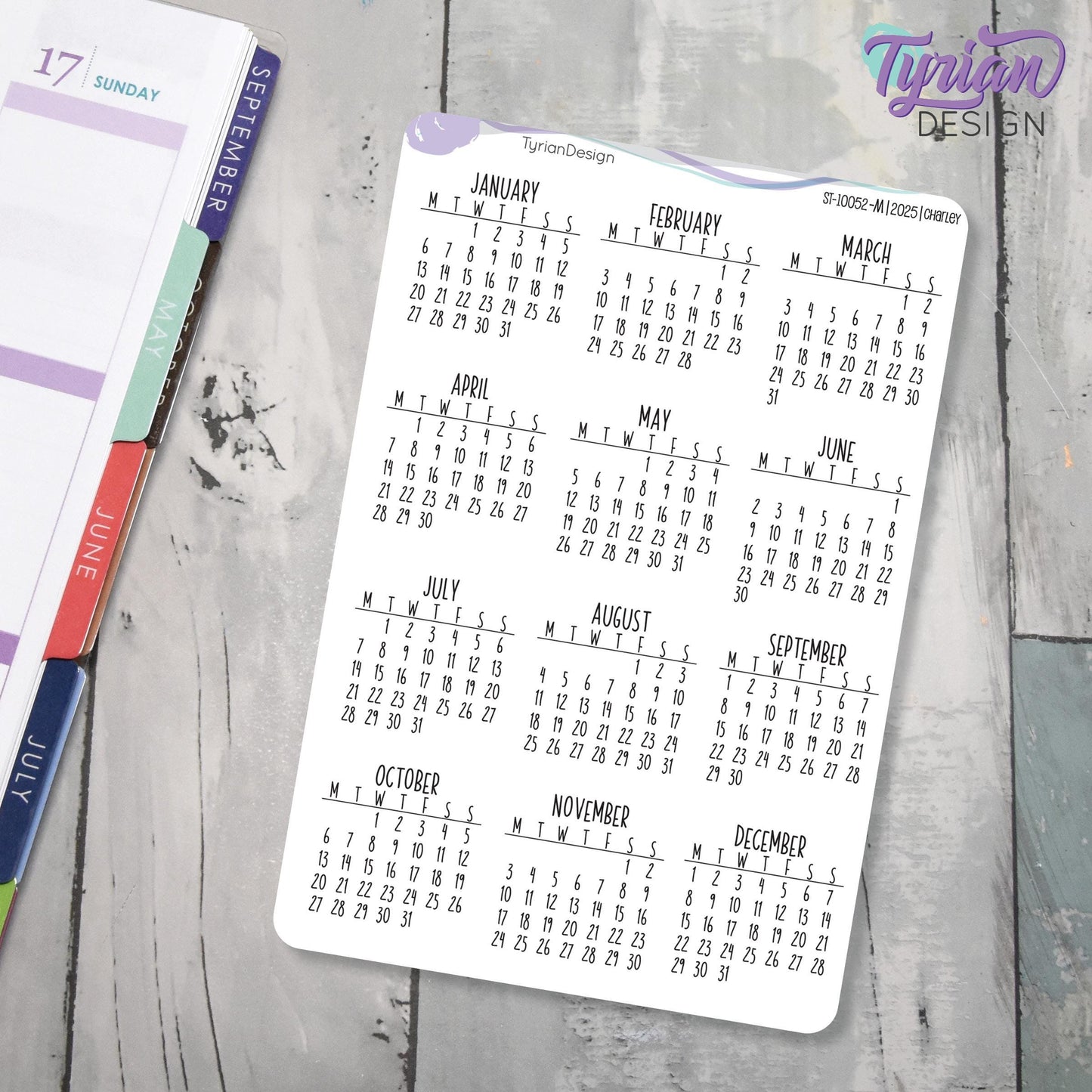 Small Monthly Stickers (Monday Start) | 2026, 2027, 2028, 2029, 2030